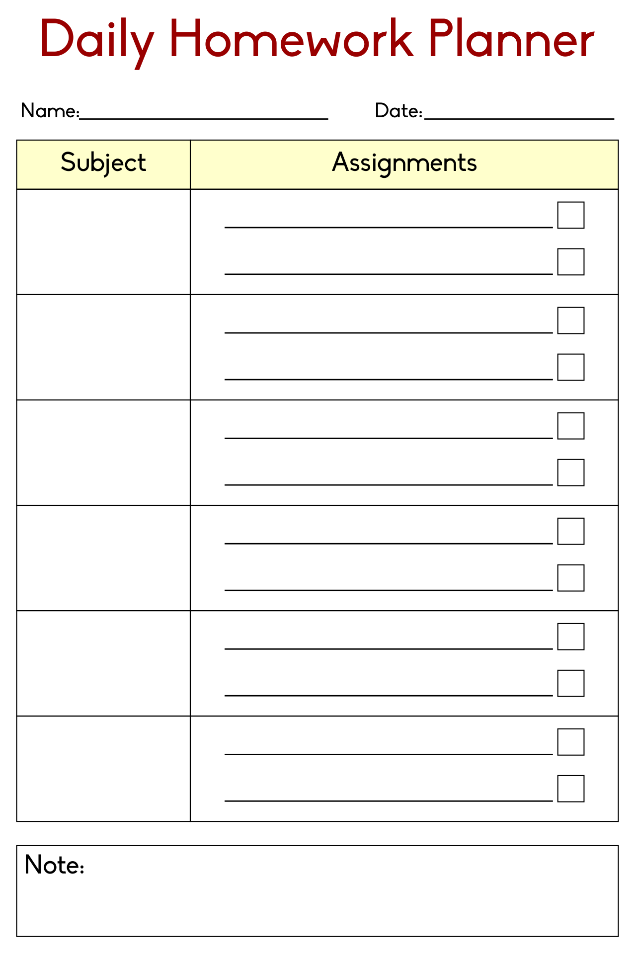 homework grading sheet