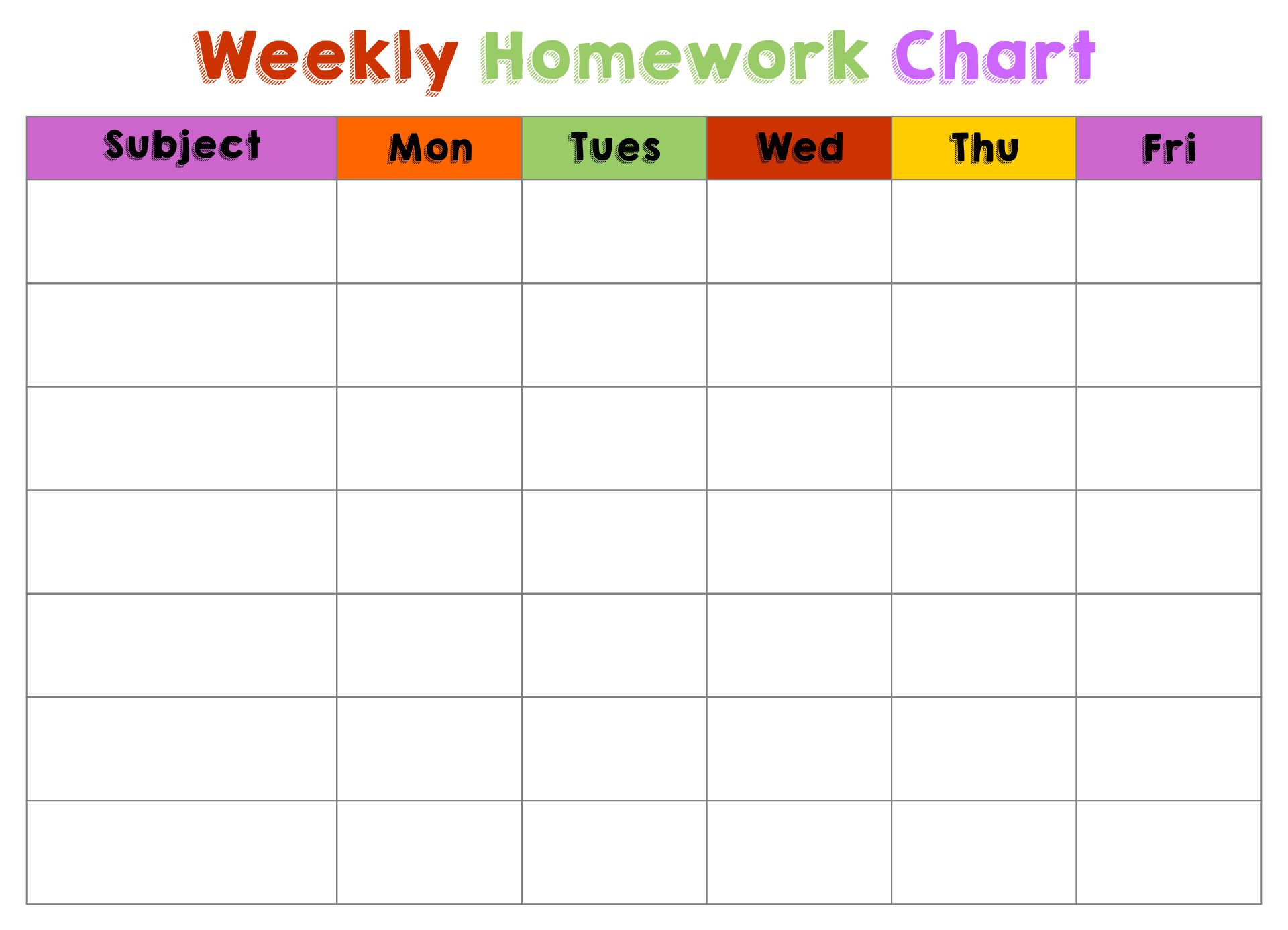 Kids Homework Chart