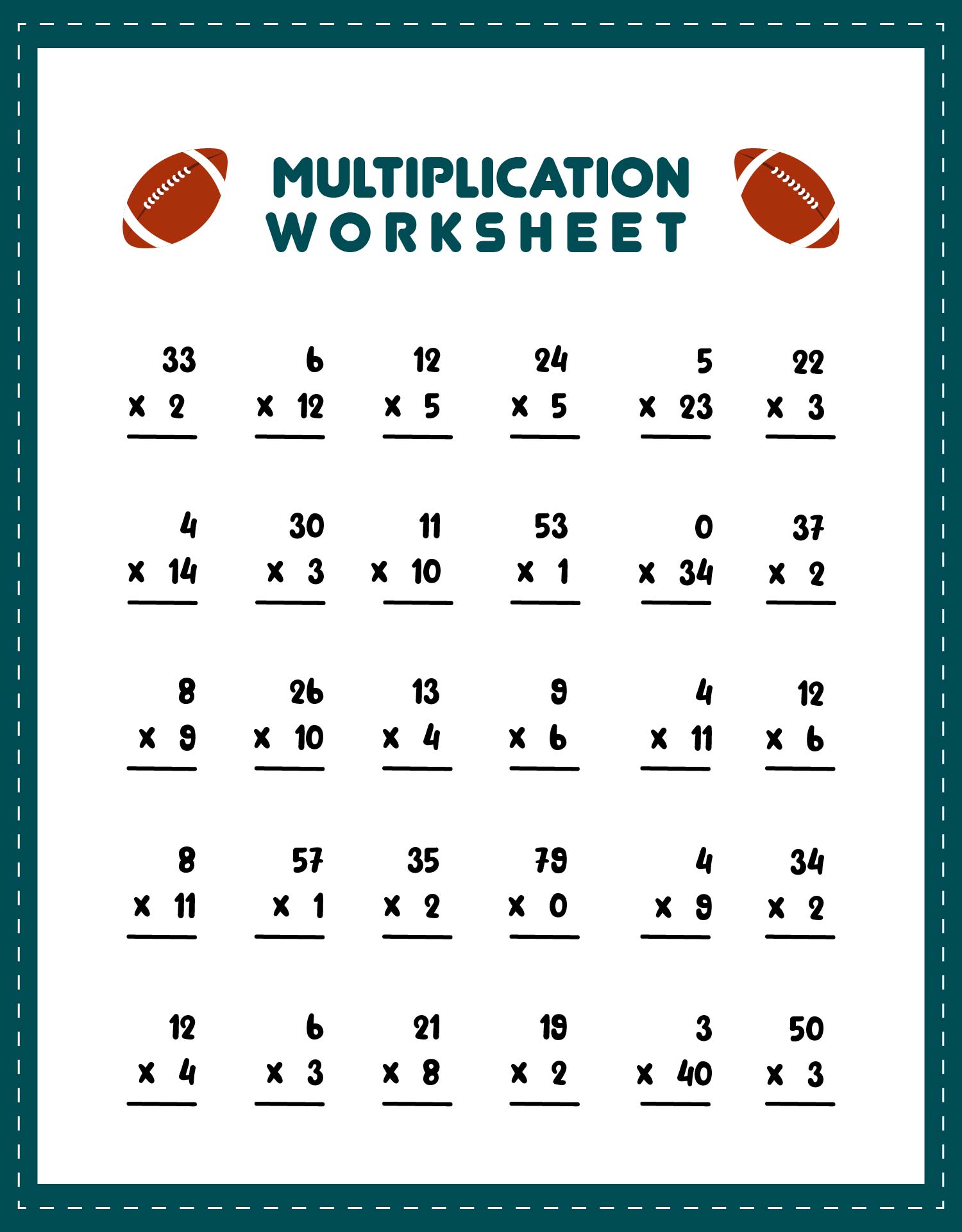 Math Drills Multiplication Worksheets Printable
