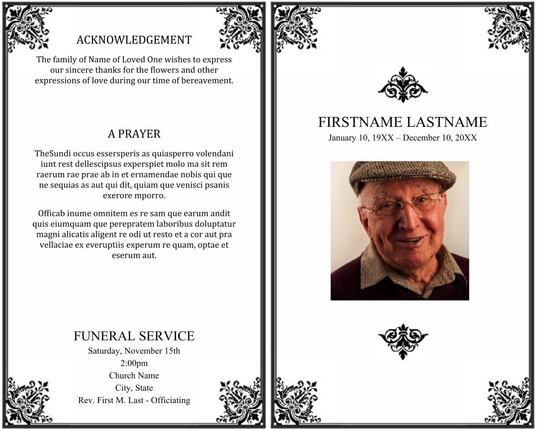 Memorial Prayer Cards Templates Free