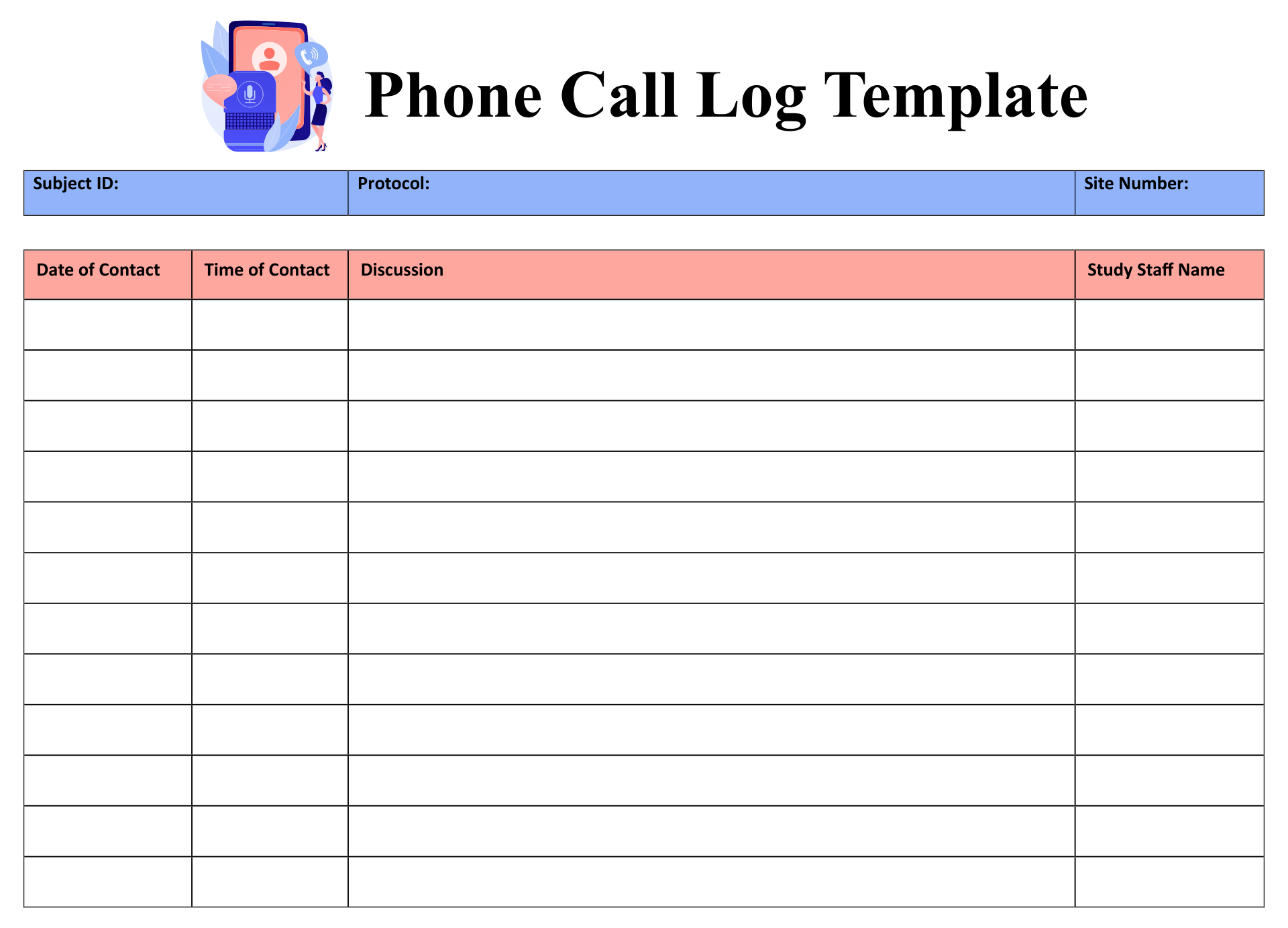 10 Best Free Printable Phone Log Form Printablee
