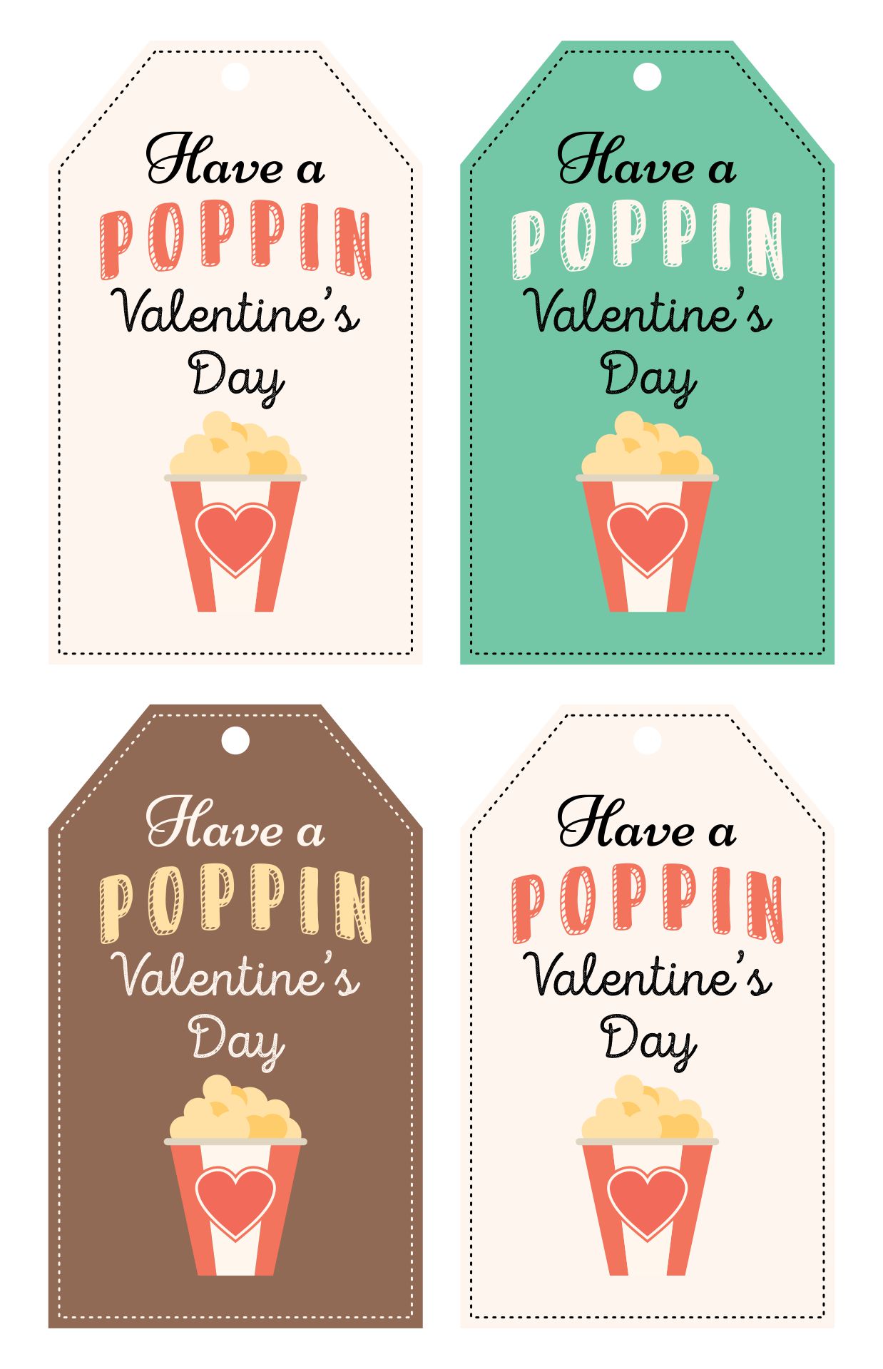 Popcorn Valentine Printable Tags