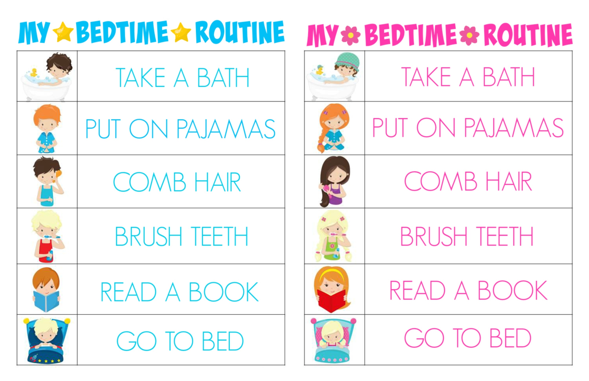 Printable Bedtime Routine Chart