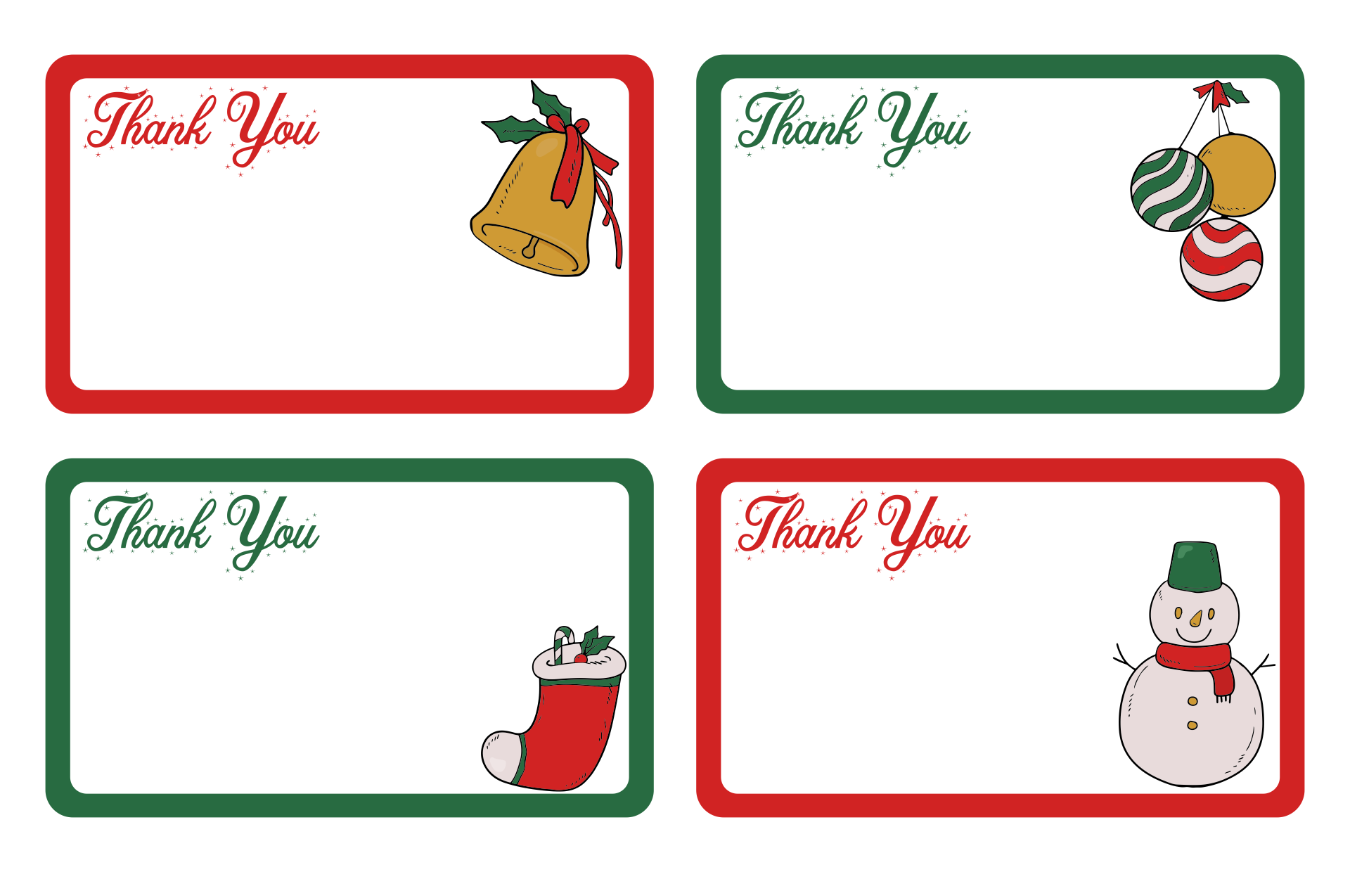 7 Best Free Printable Christmas Thank You Cards Printablee Com