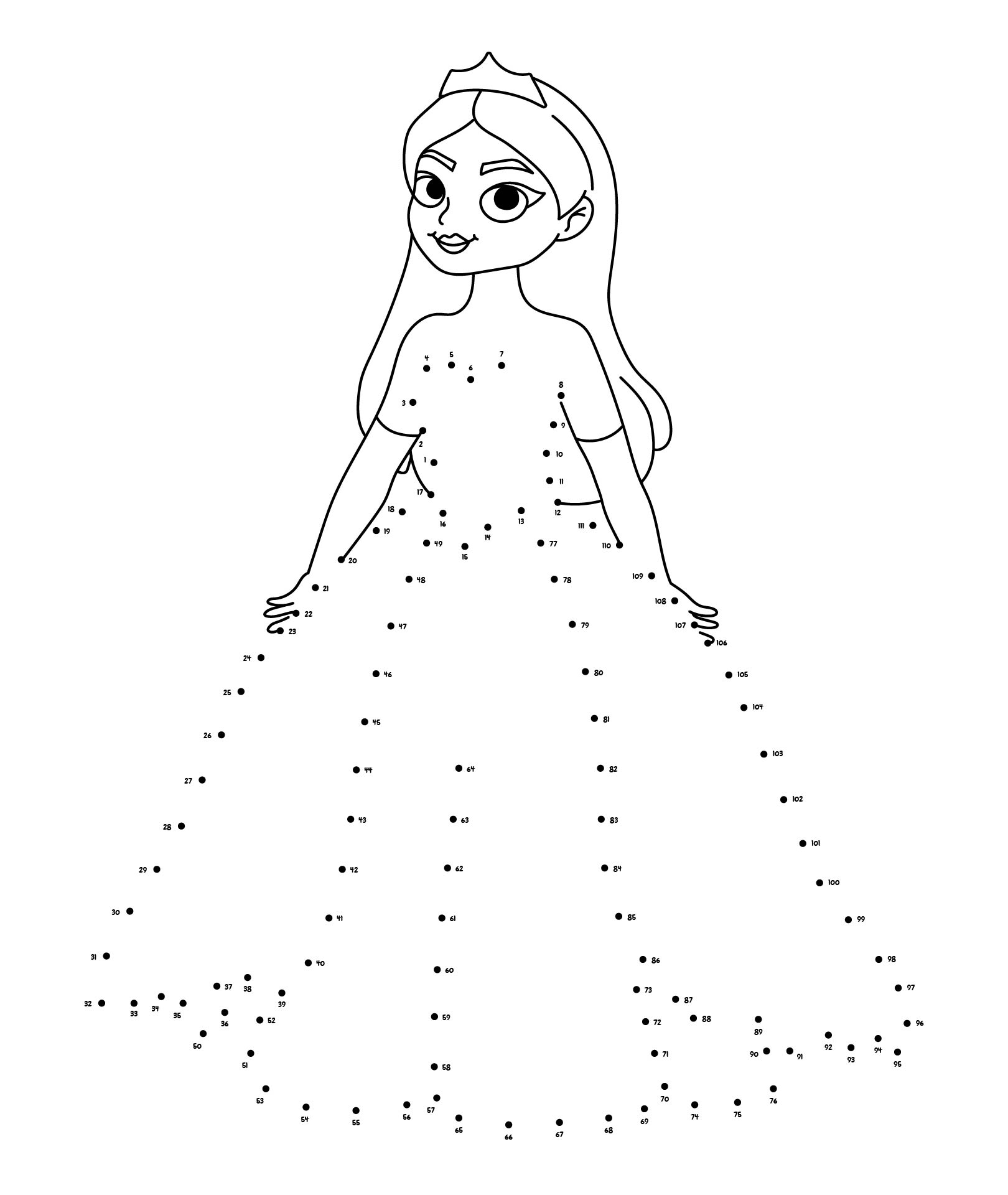 Printable Connect the Dots Coloring Pages Disney Princesses