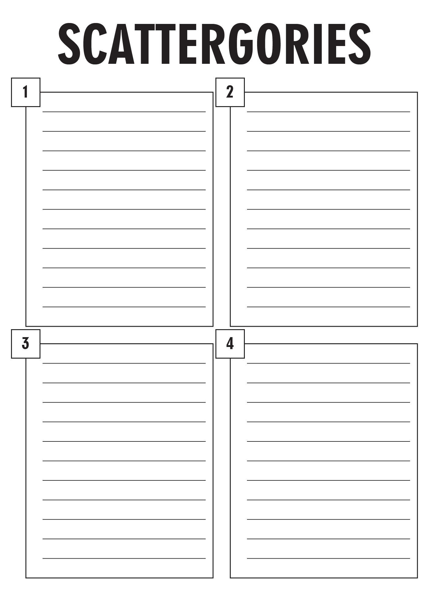10 Best Scattergories Sheets Printable Printablee