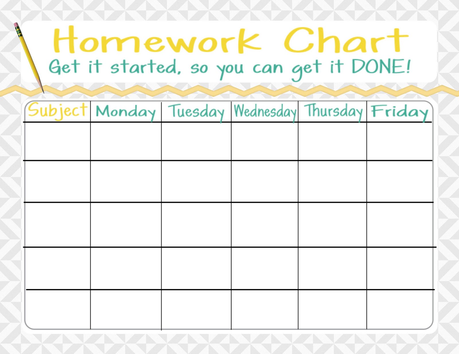 Printable Weekly Homework Charts