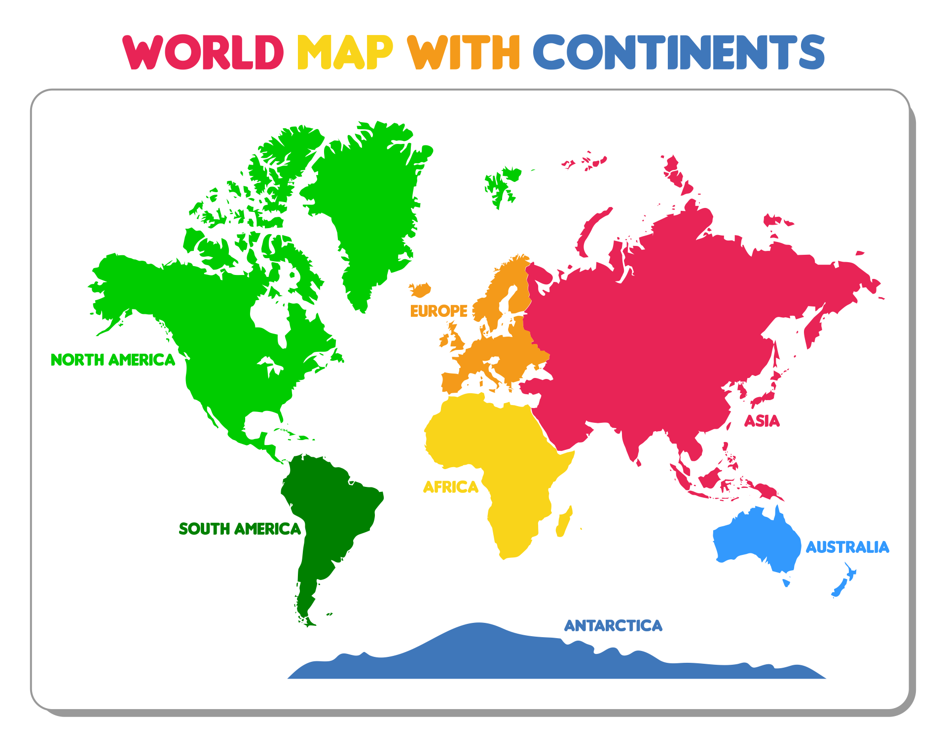 Printable World Map with Continents