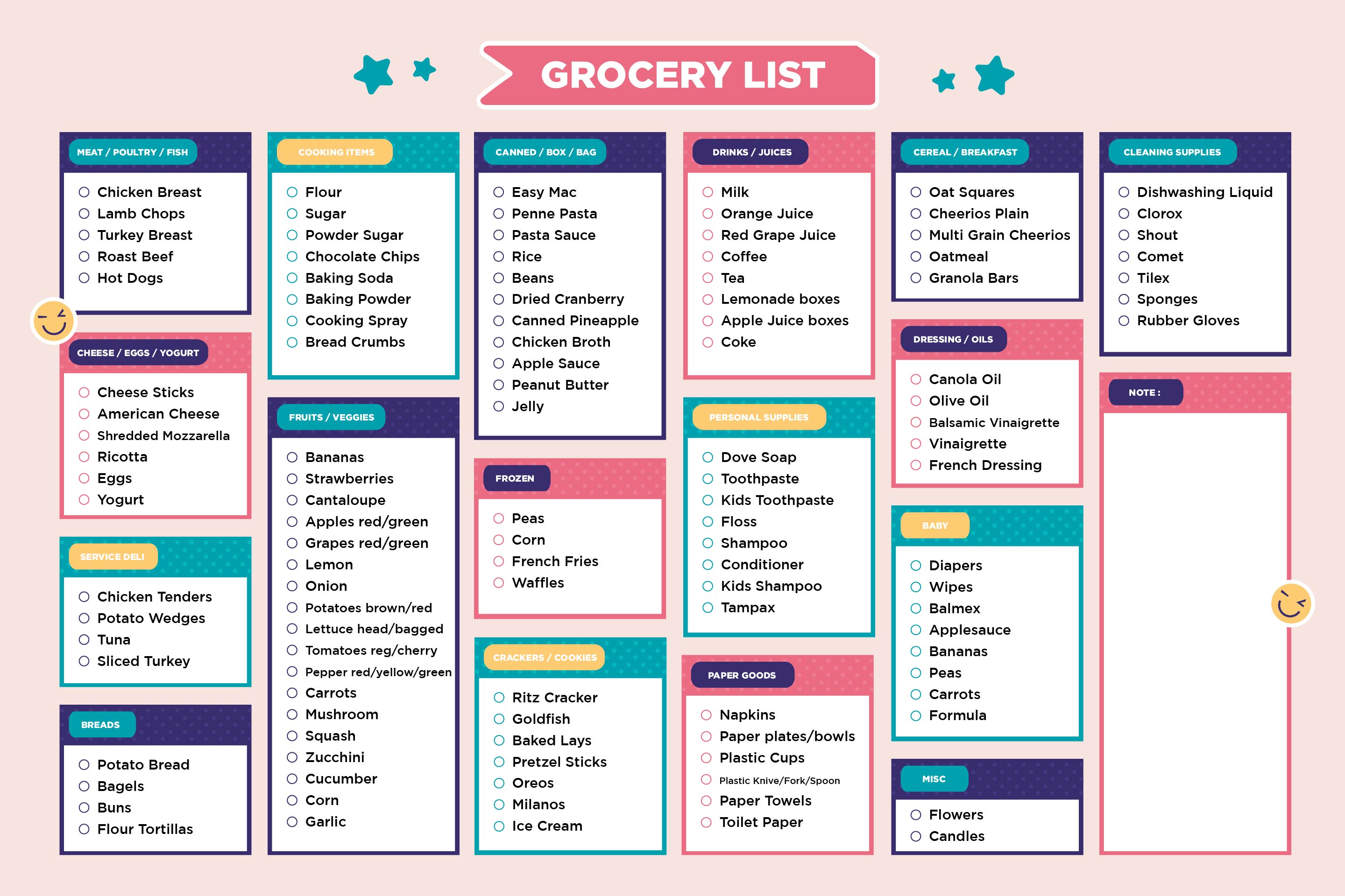 Goodnotes Grocery List Template