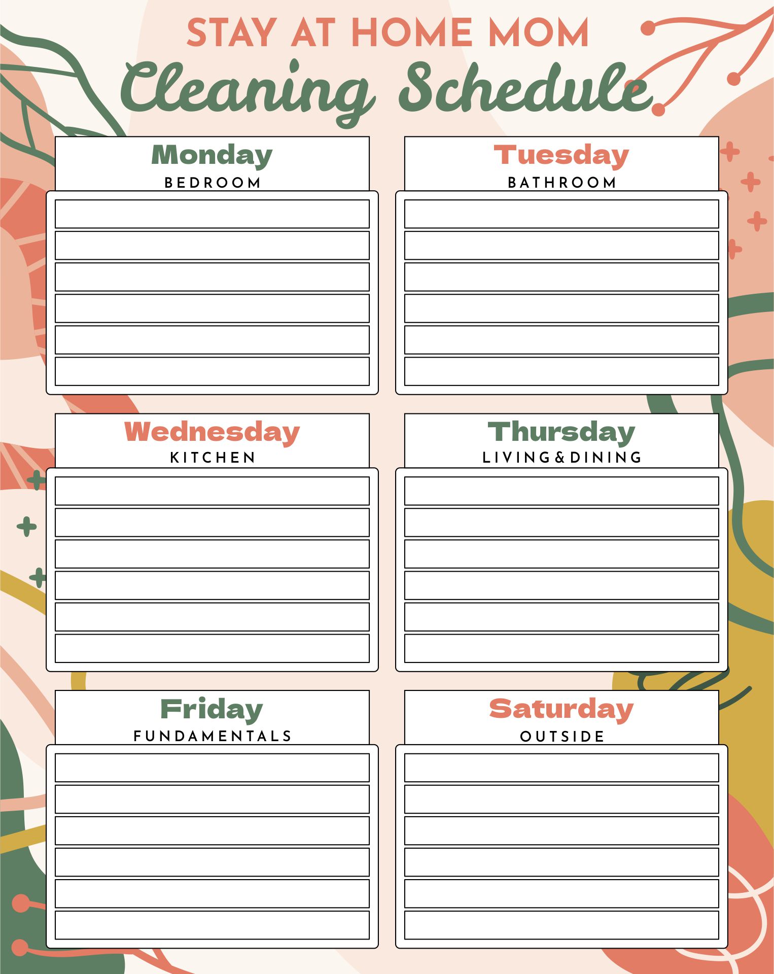 Working Mom Cleaning Schedule