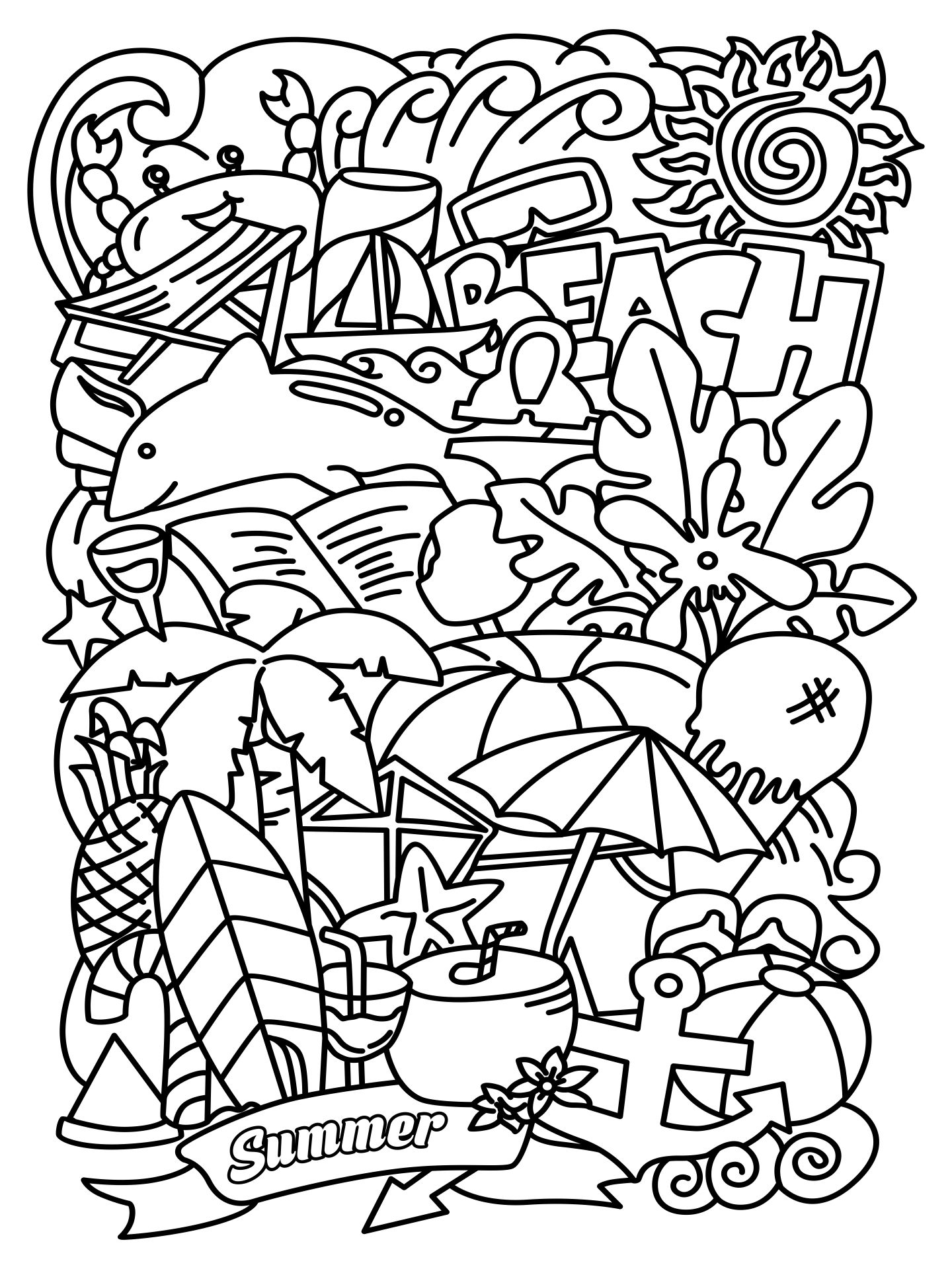 Adult Summer Coloring Pages Printable