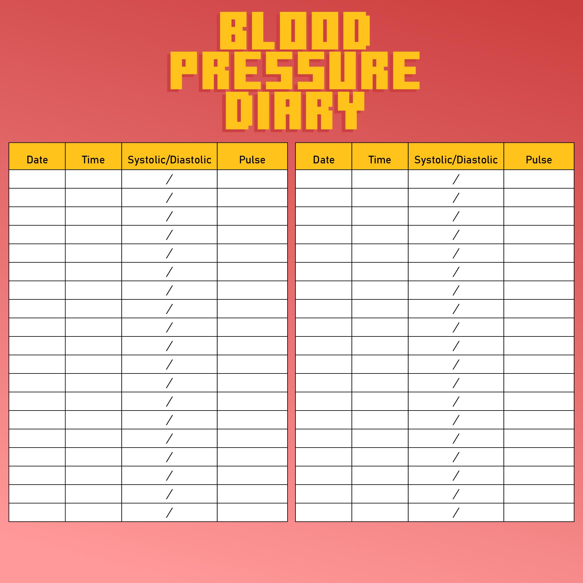 Free Printable Blood Pressure And Weight Log