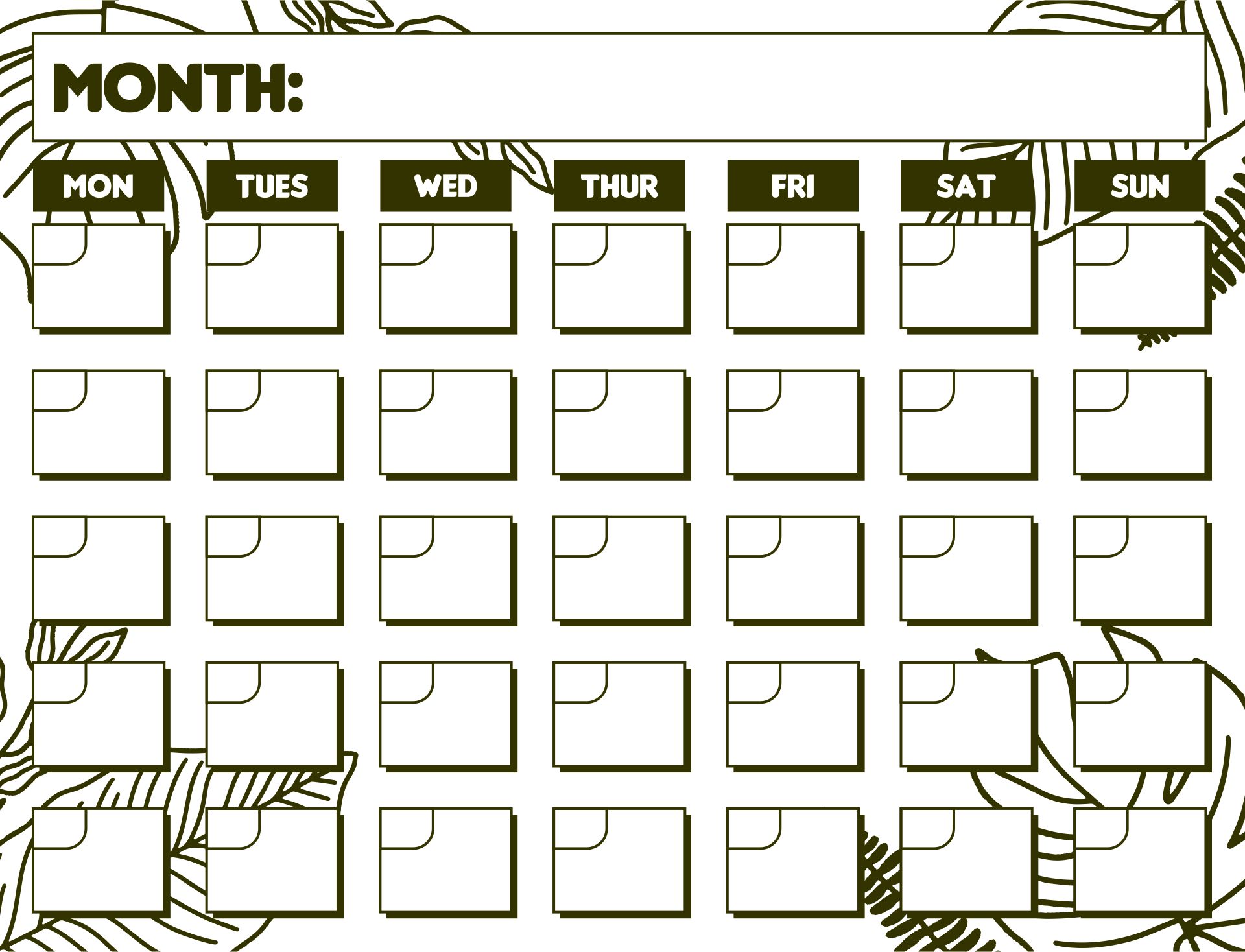  Printable Monthly Calendar