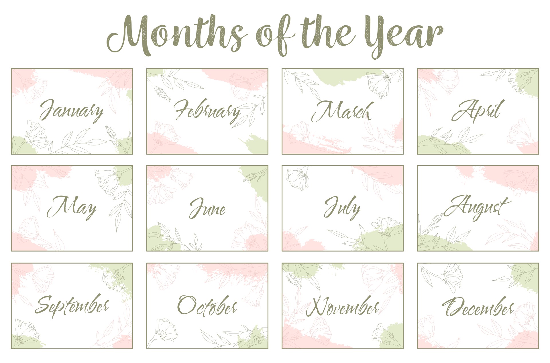 Printable Months of Year