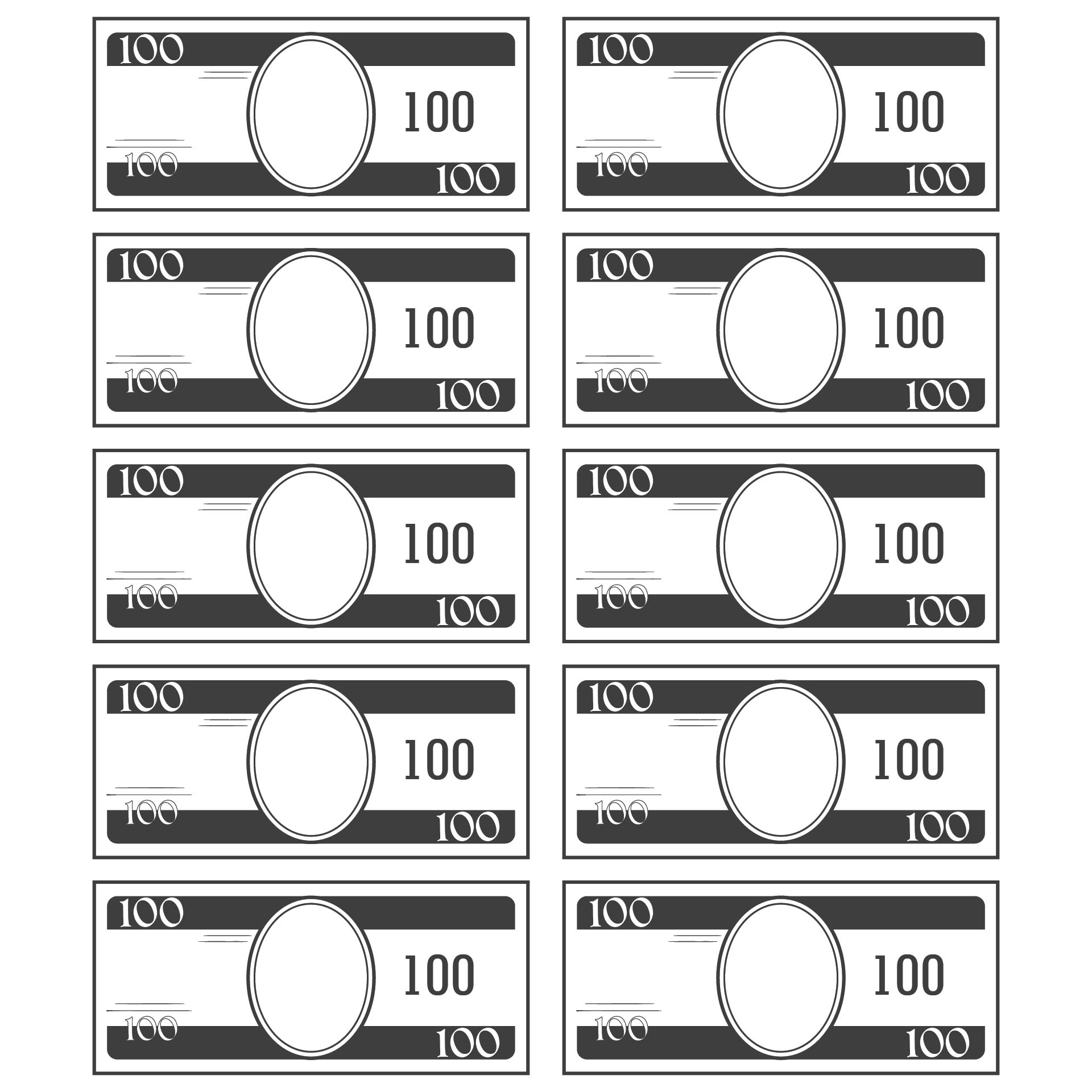 Play Money Template Printable