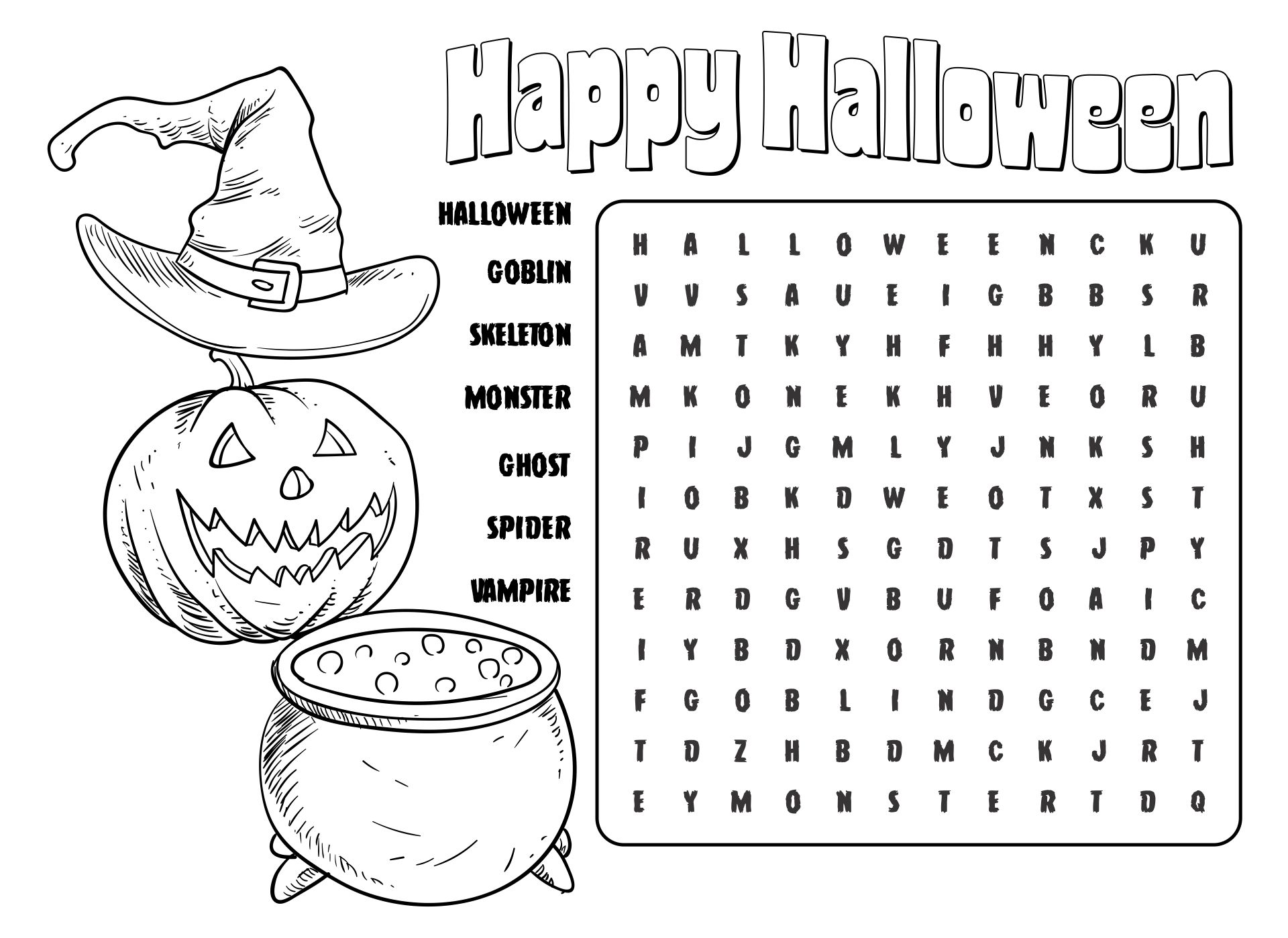 15 Best Printable Halloween Word Search Pages - printablee.com