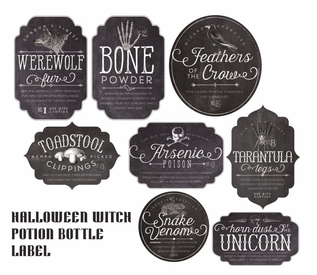 Halloween Witch Potion Bottle Label Printable