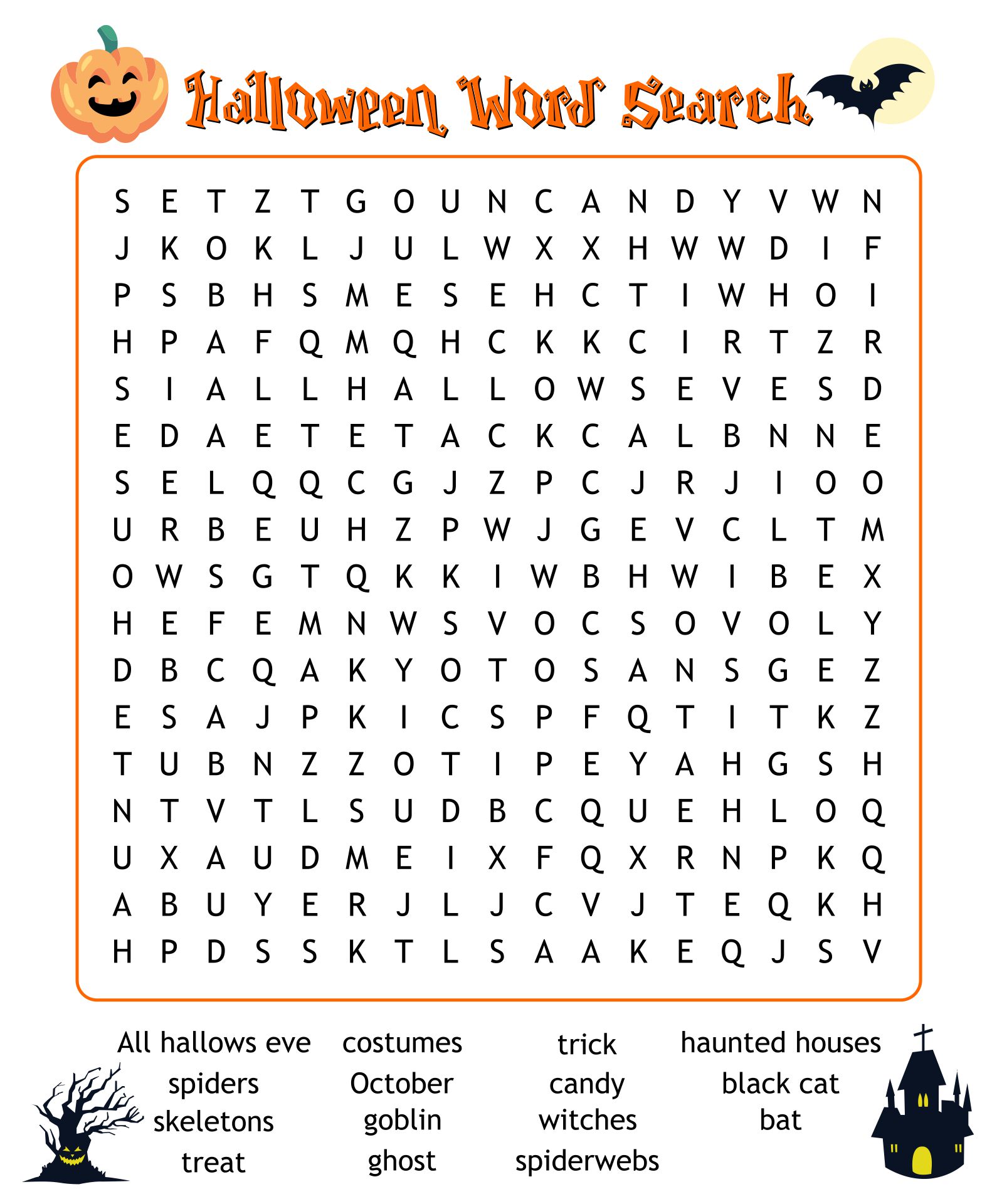 Printable Halloween Word Search Pages