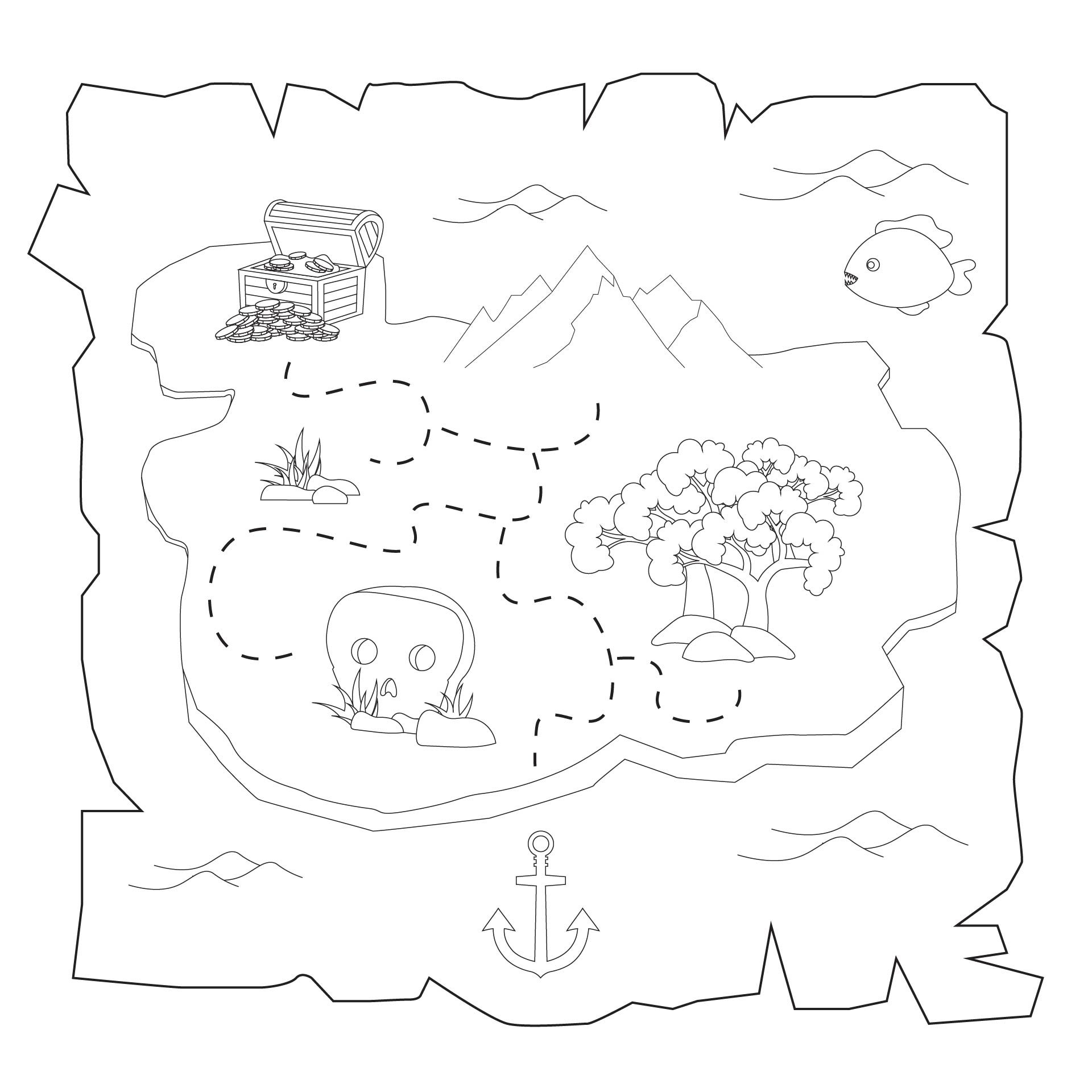 Printable Kids Treasure Map Coloring