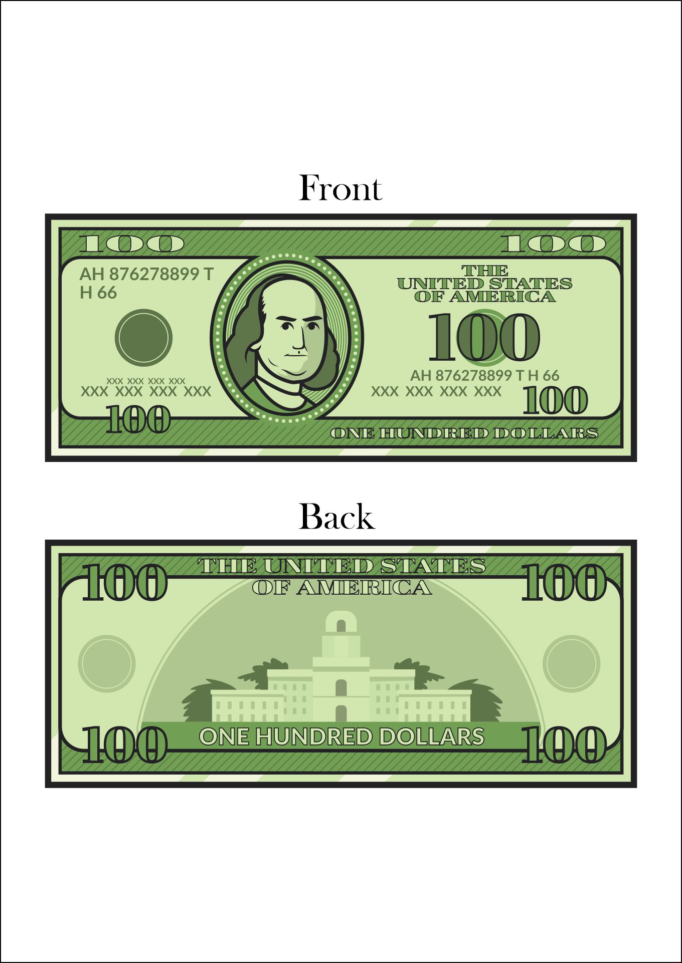 Printable fake money front and back