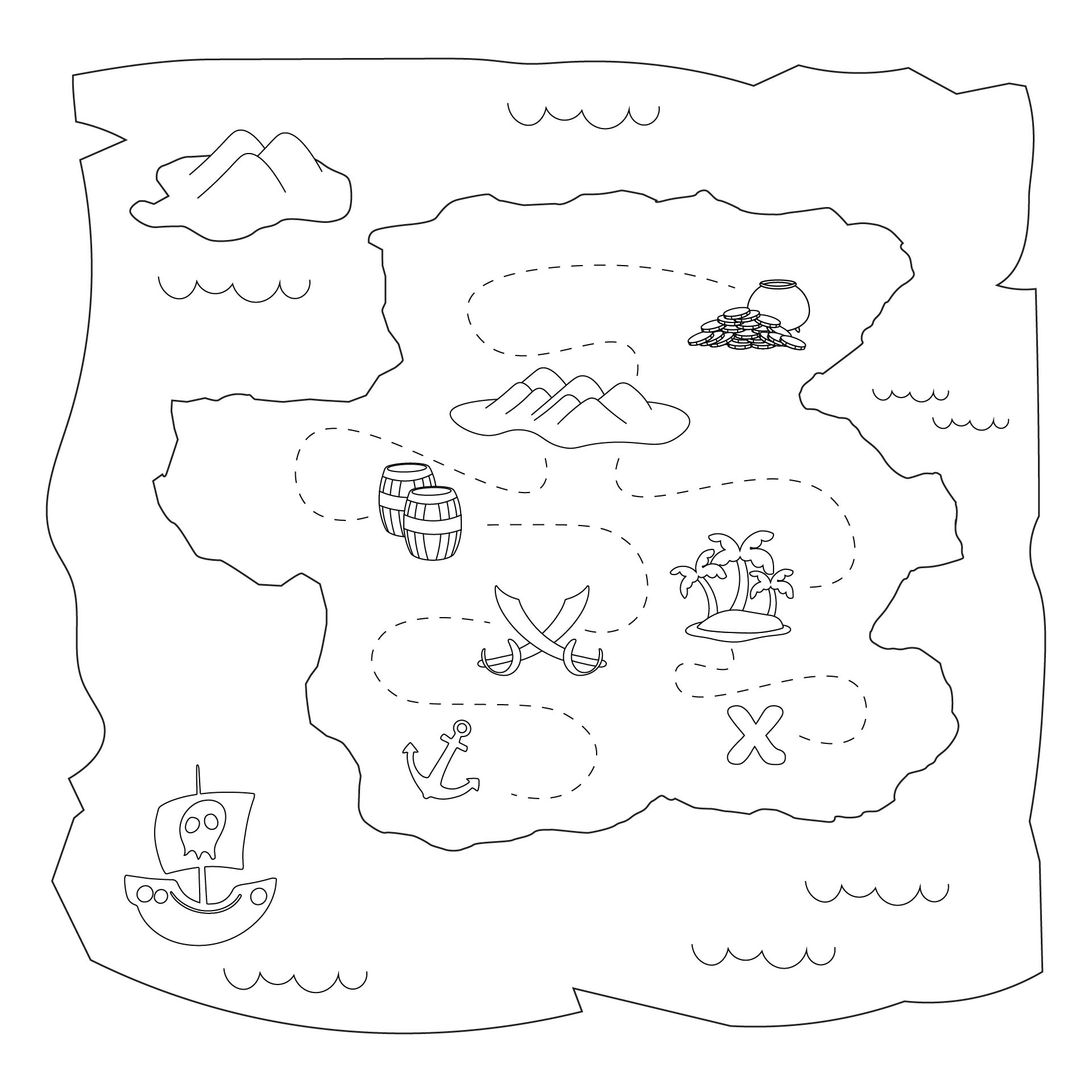 8 Best Printable Treasure Map Coloring Page PDF for Free at Printablee