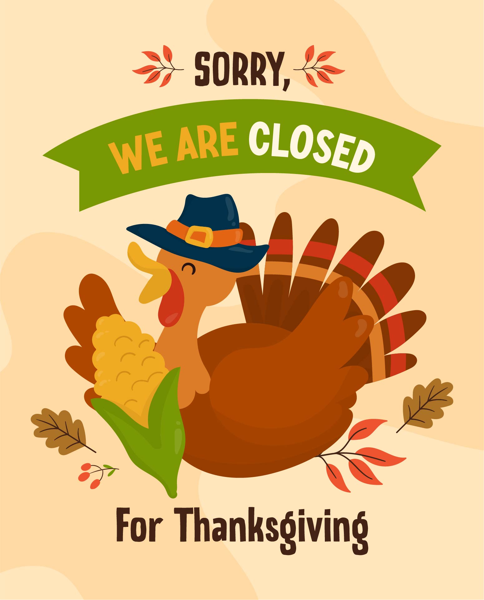 Printable Thanksgiving Closed Sign