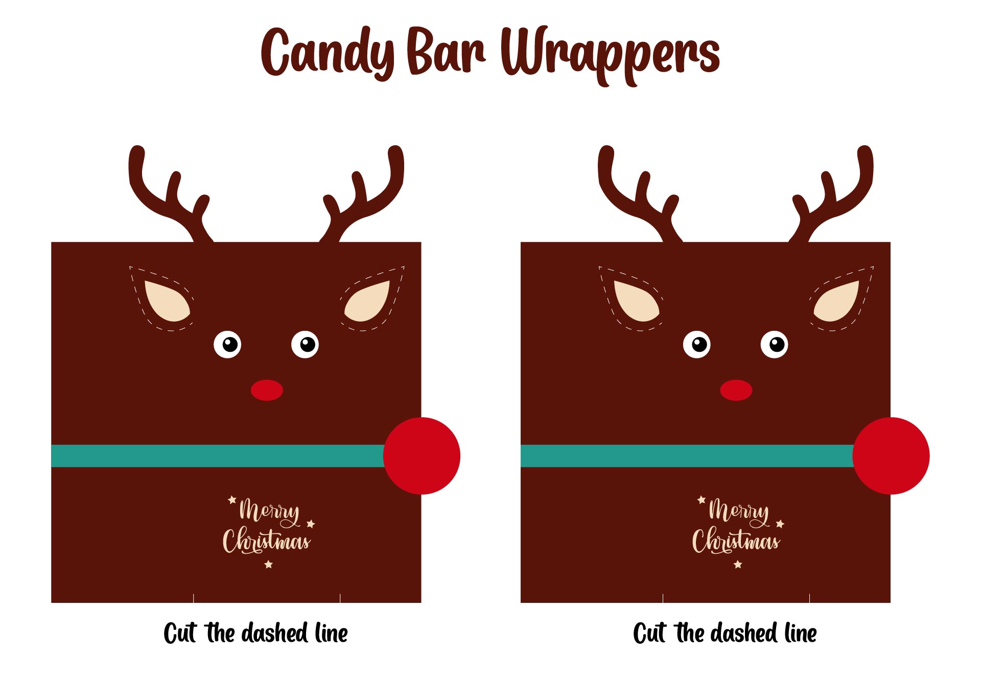 Reindeer Candy Bar Wrappers Printable