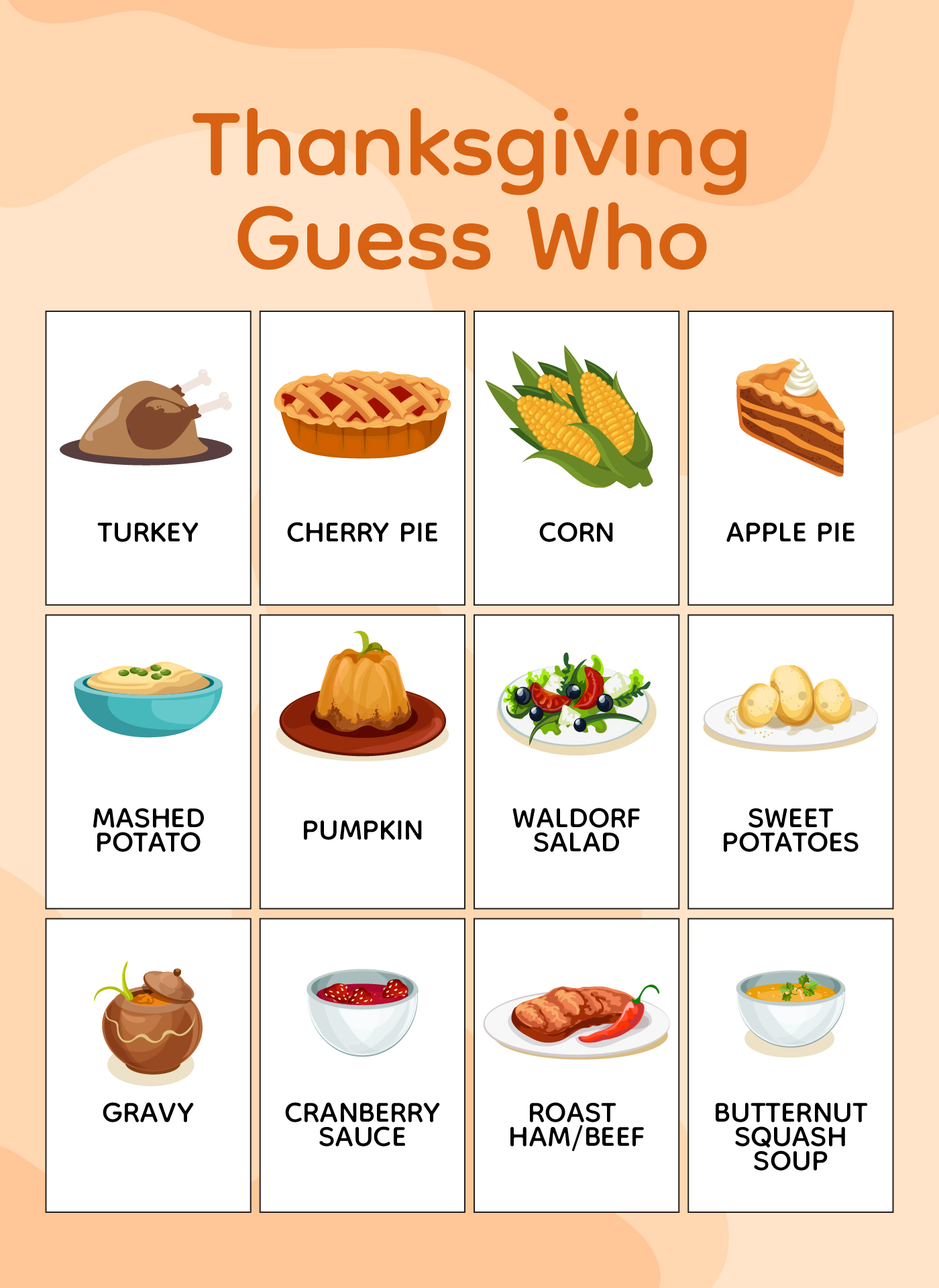 Thanksgiving Printable Guess Who