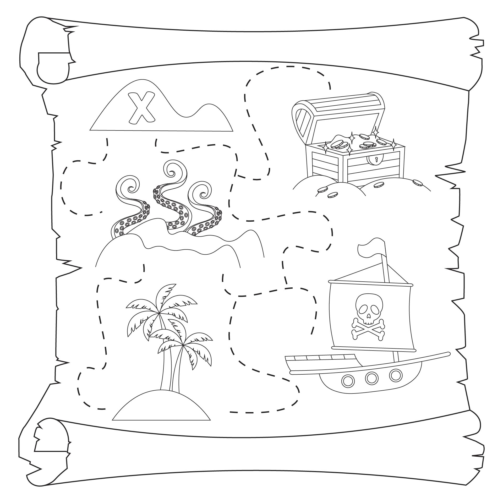 Free Printable Treasure Map Coloring Page
