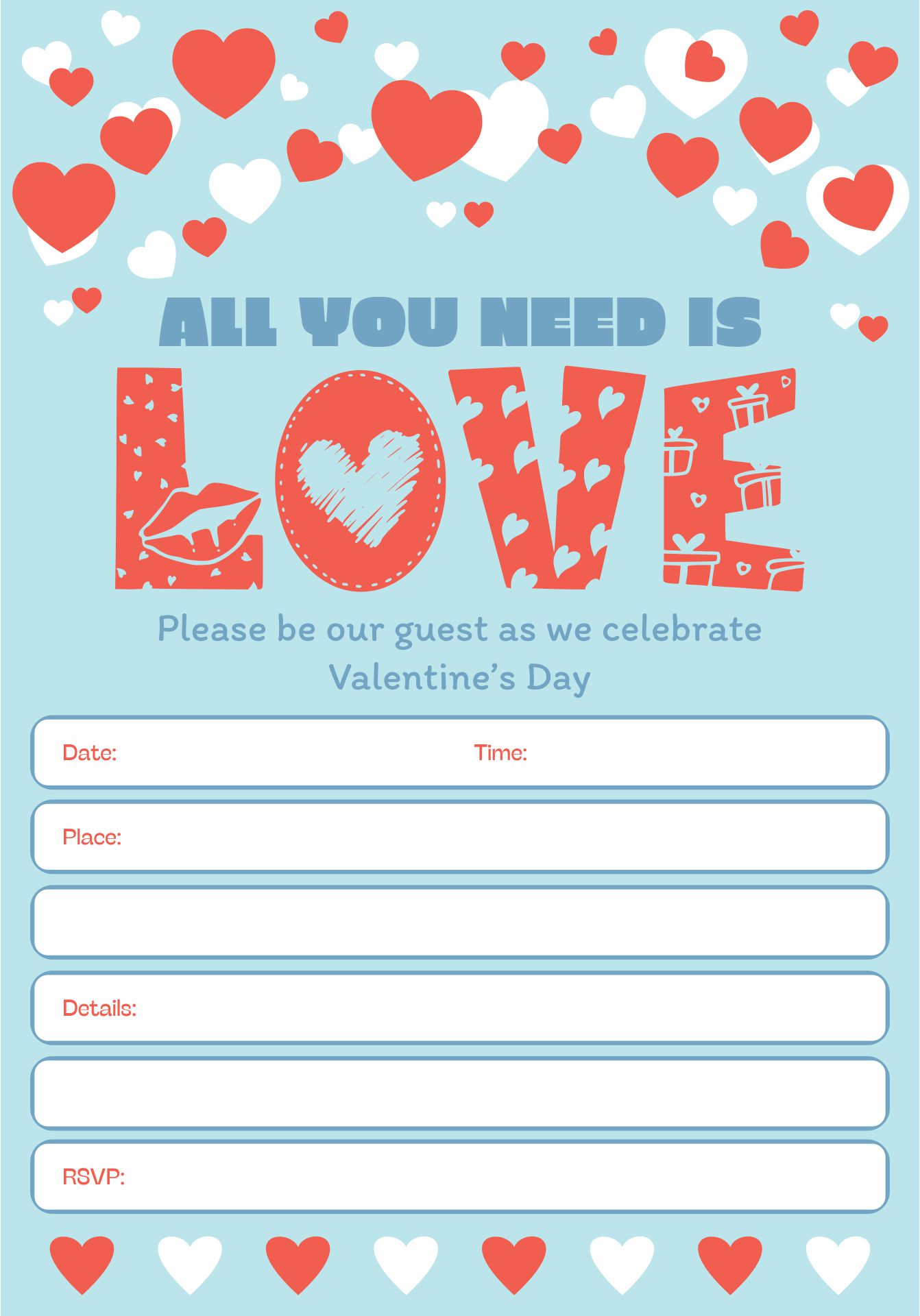 Valentines Day Party Invitation Template