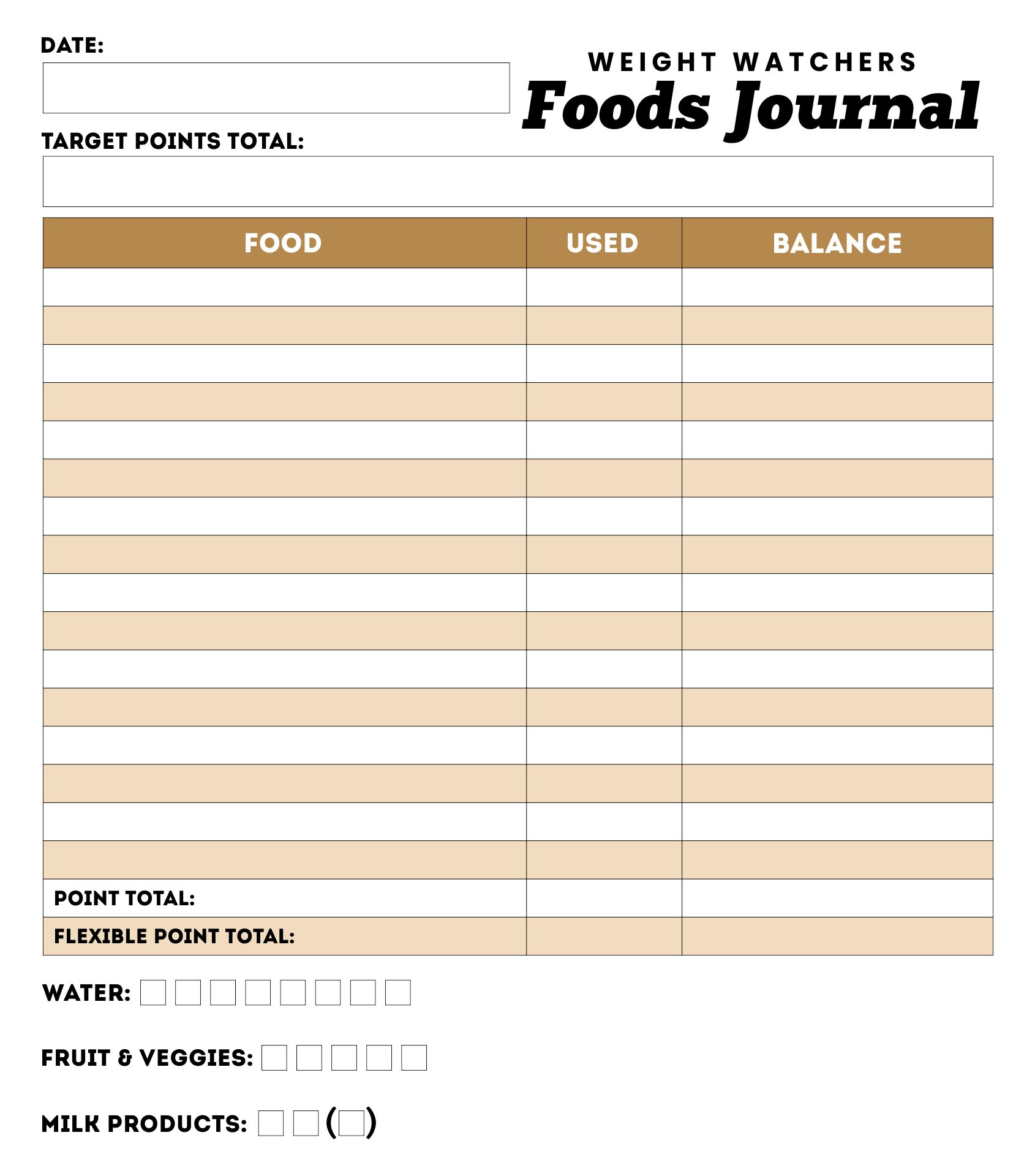 8 best weight watchers journal printable printableecom