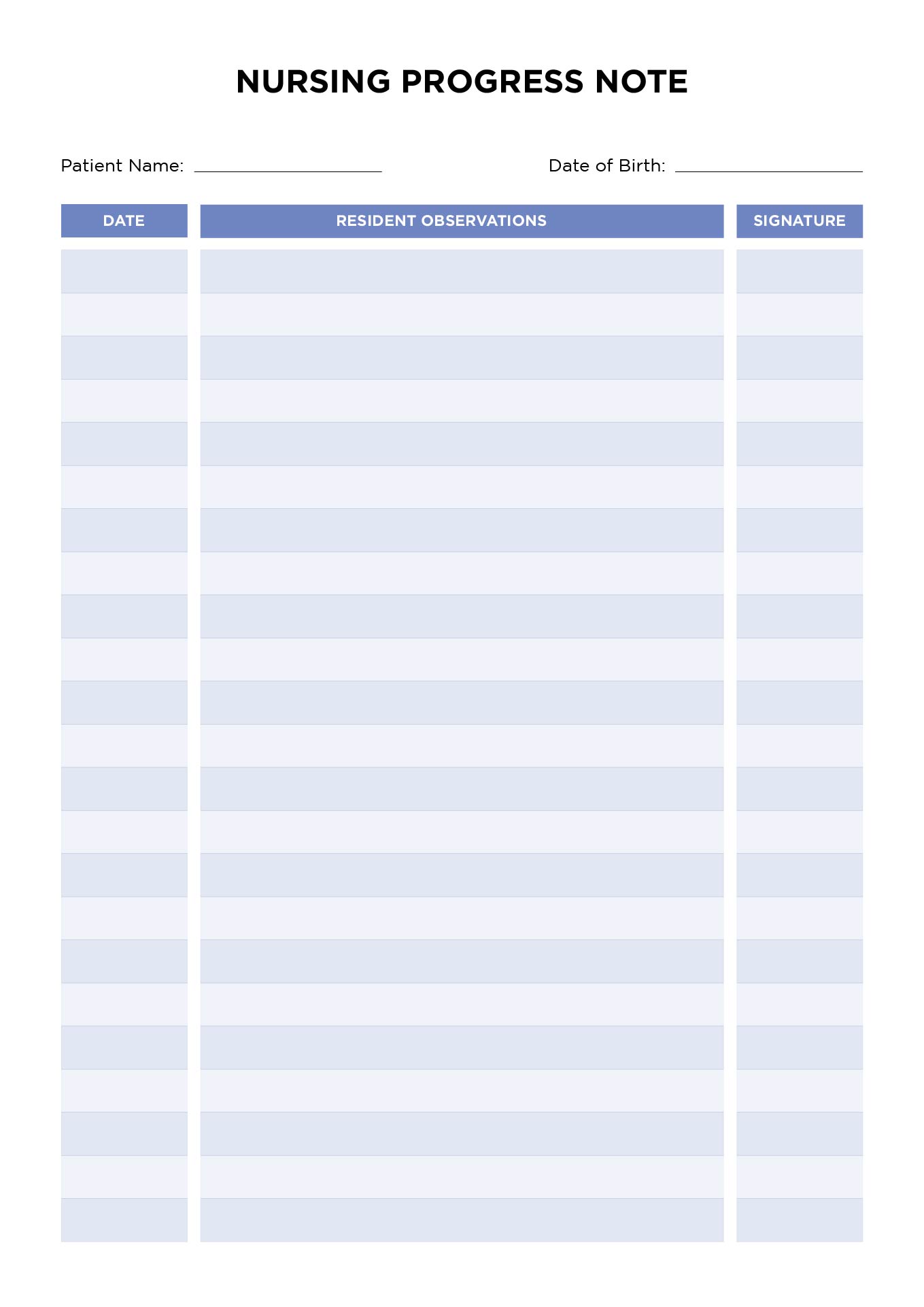 Printable Nurses Notes Template