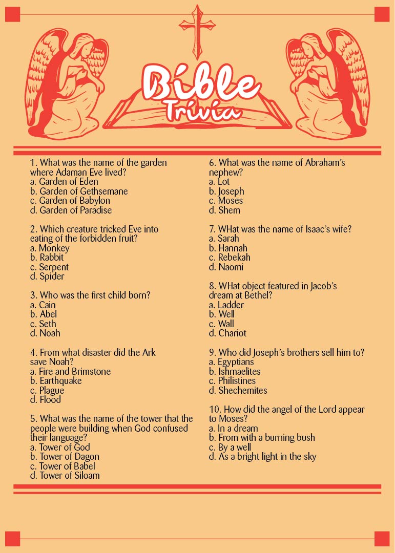 5 Best Printable Bible Trivia Questions And Answers