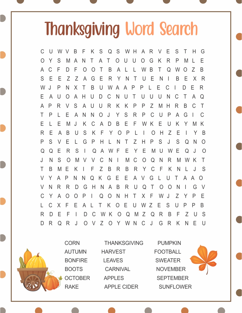 10 Best Easy Printable Thanksgiving Word Search PDF for Free at Printablee