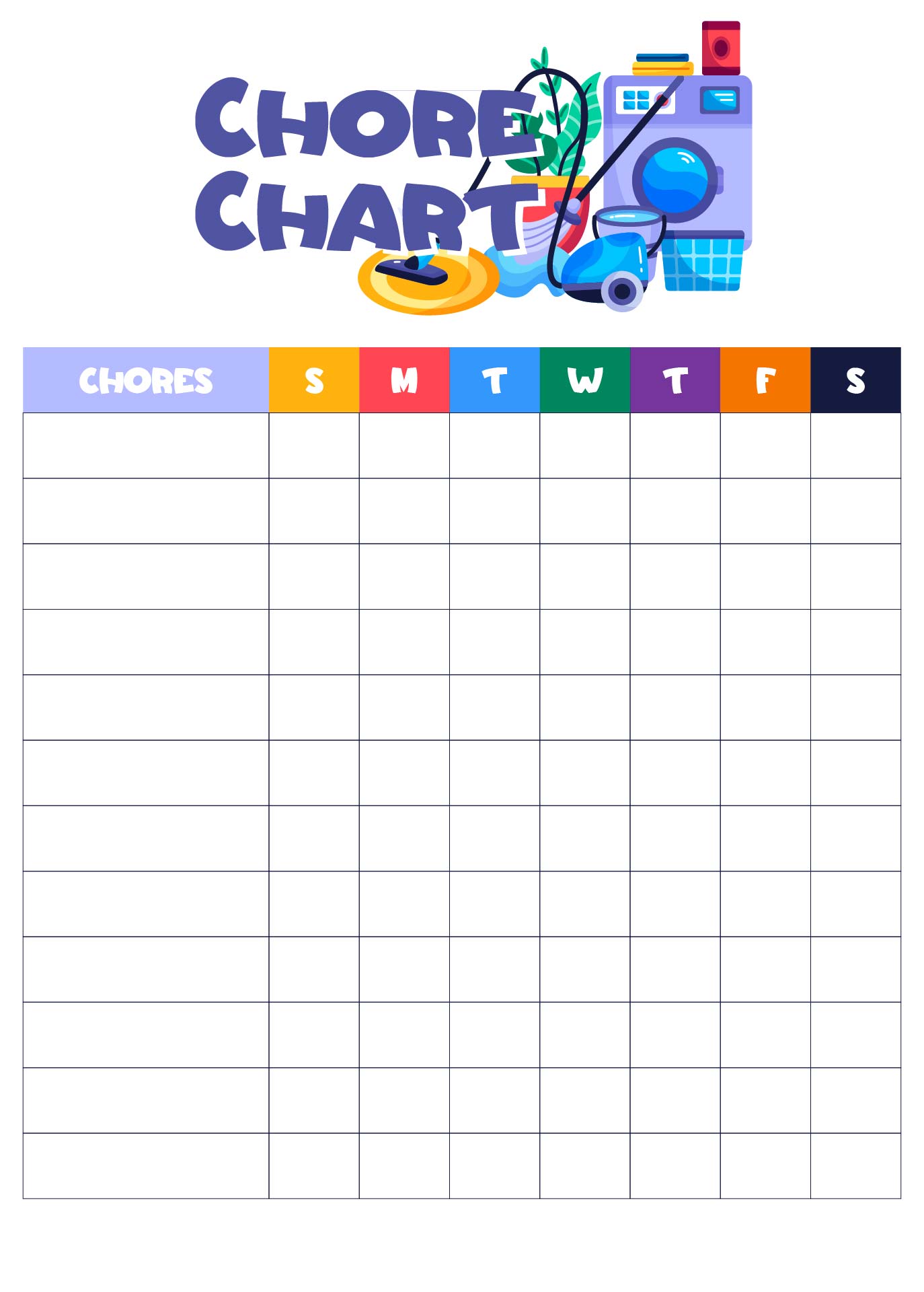 Printable Blank Chore Chart Templates