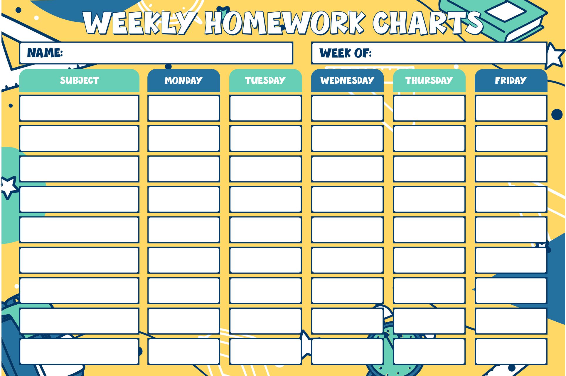 Printable Homework Charts