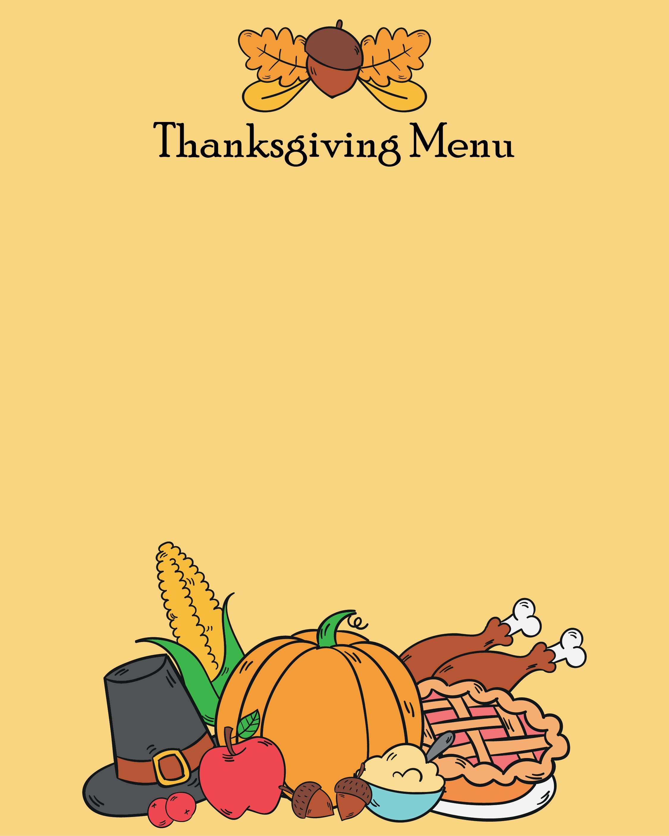 Free Printable Thanksgiving Menu Template