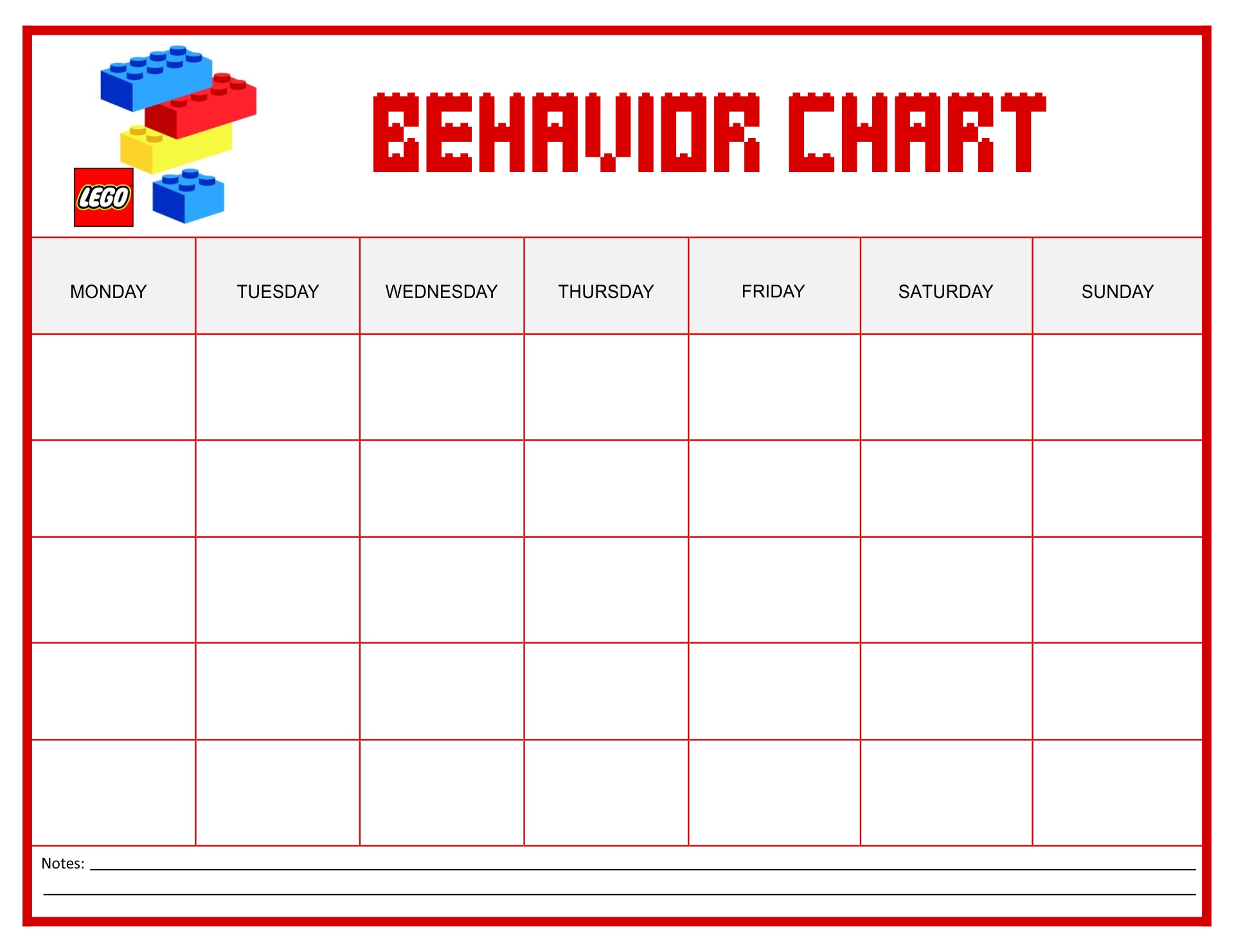 Printable Behavior Charts For