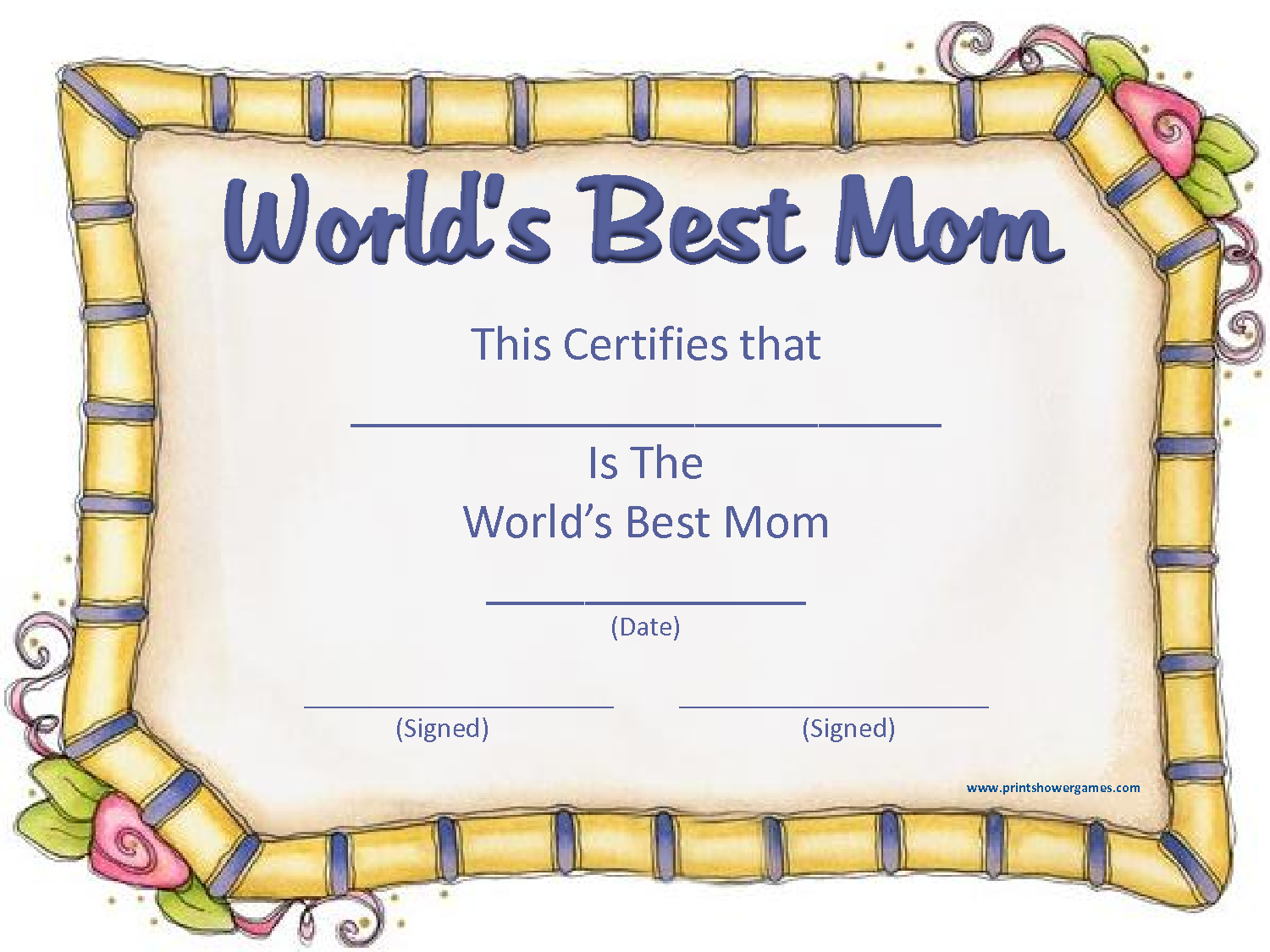 Best Mom Certificate Printable - Printable World Holiday
