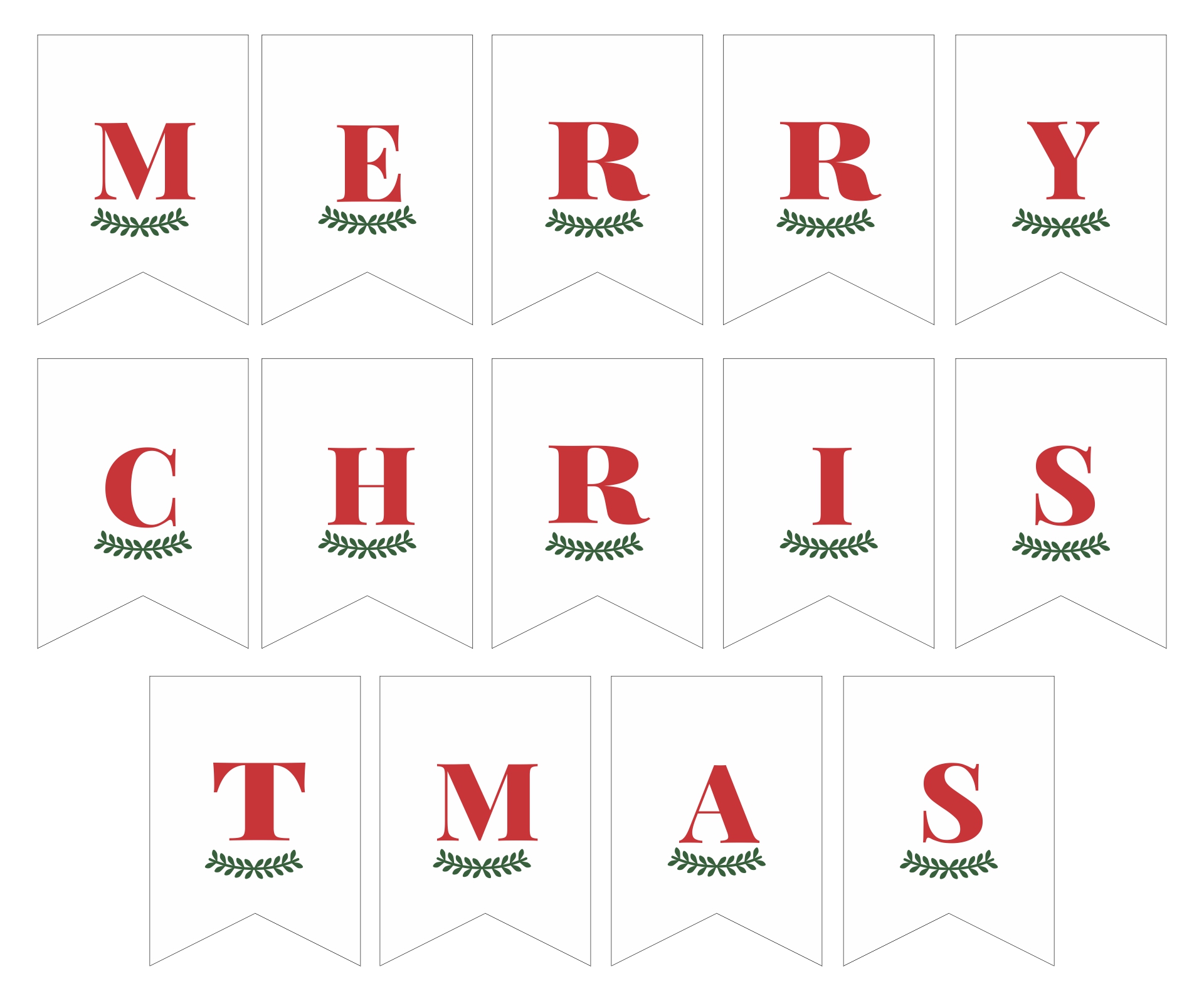 Merry Christmas Banner Letters Printables