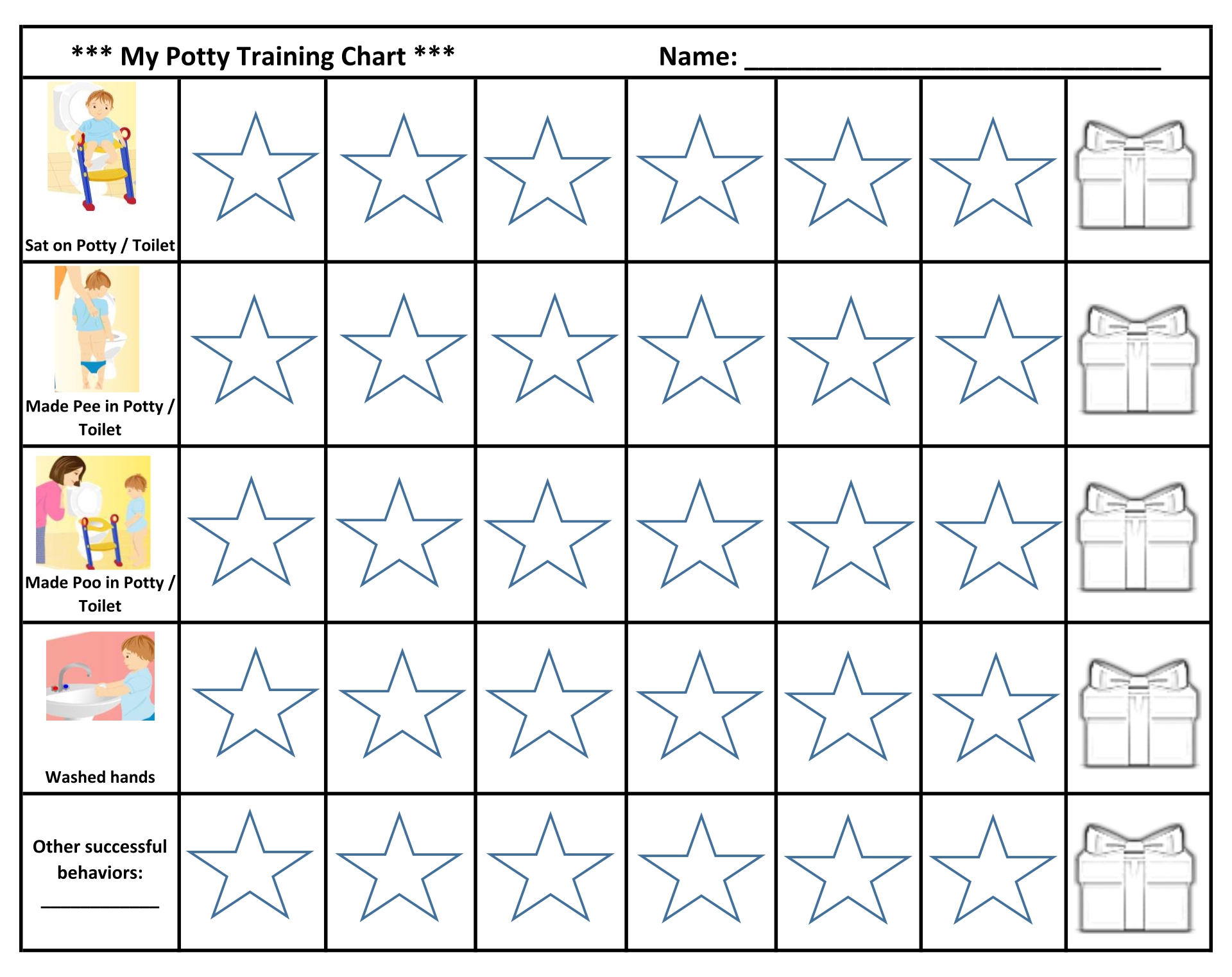 10 Best Blank Weekly Potty Chart Printable Templates Printablee