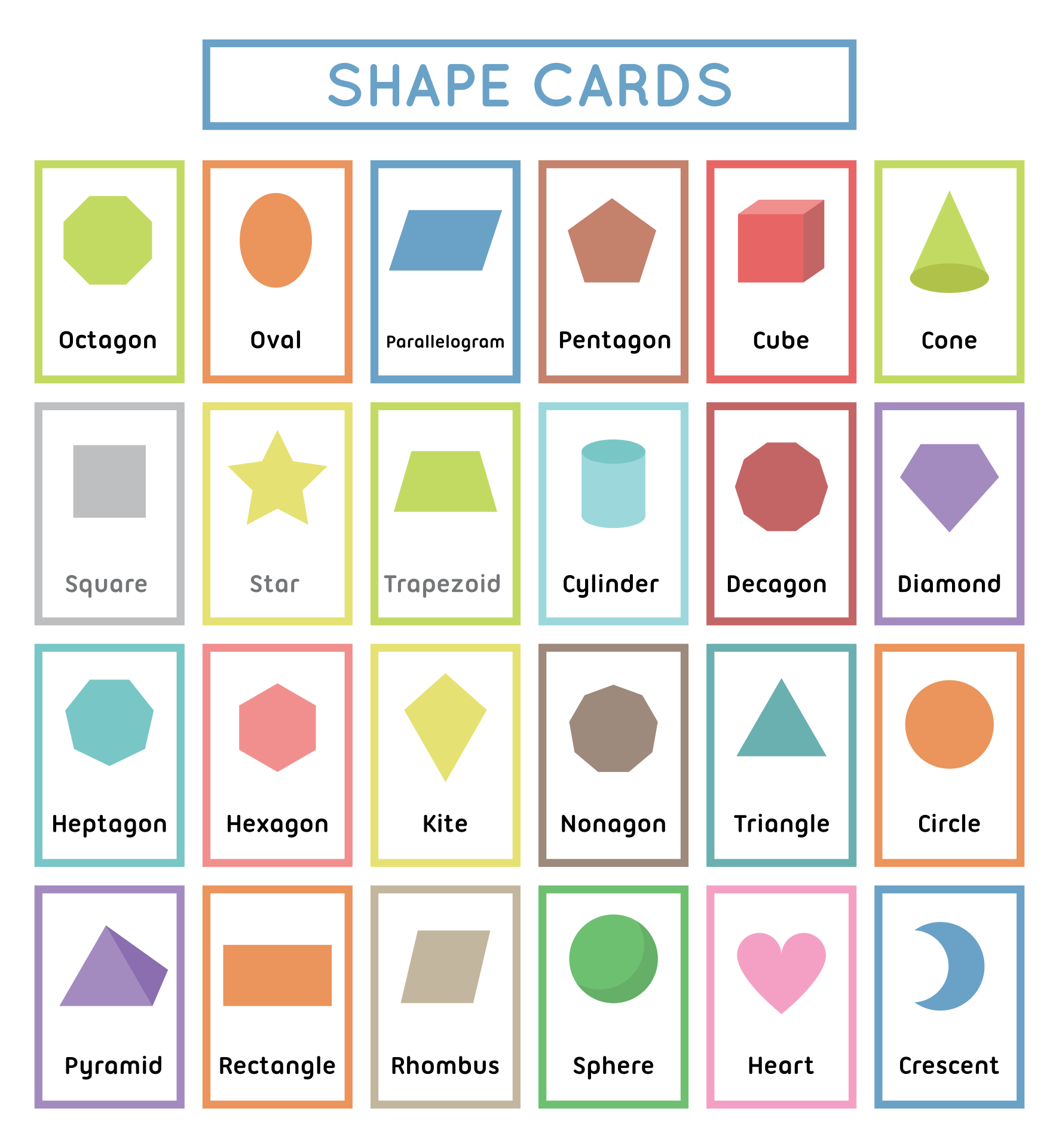 Preschool Shape Cards