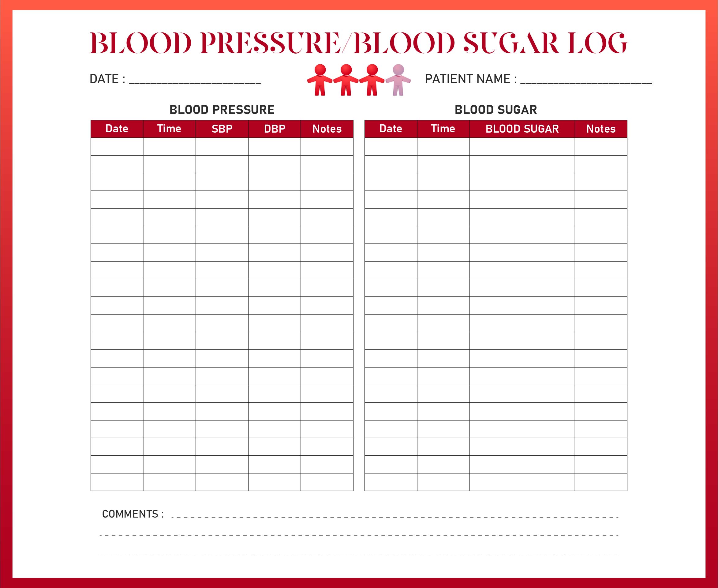 Printable Blood Pressure Log Template