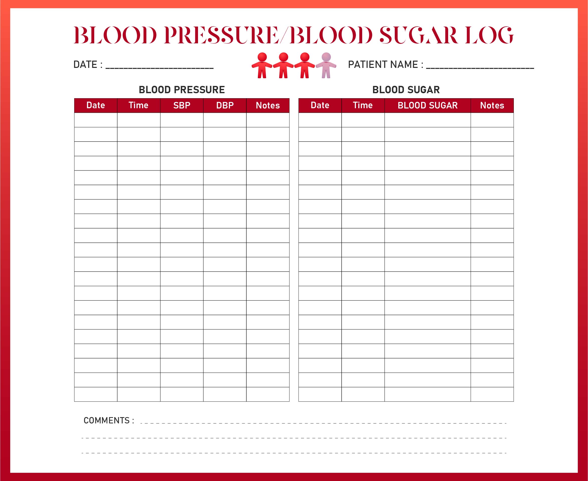 Example Of Blood Pressure Log