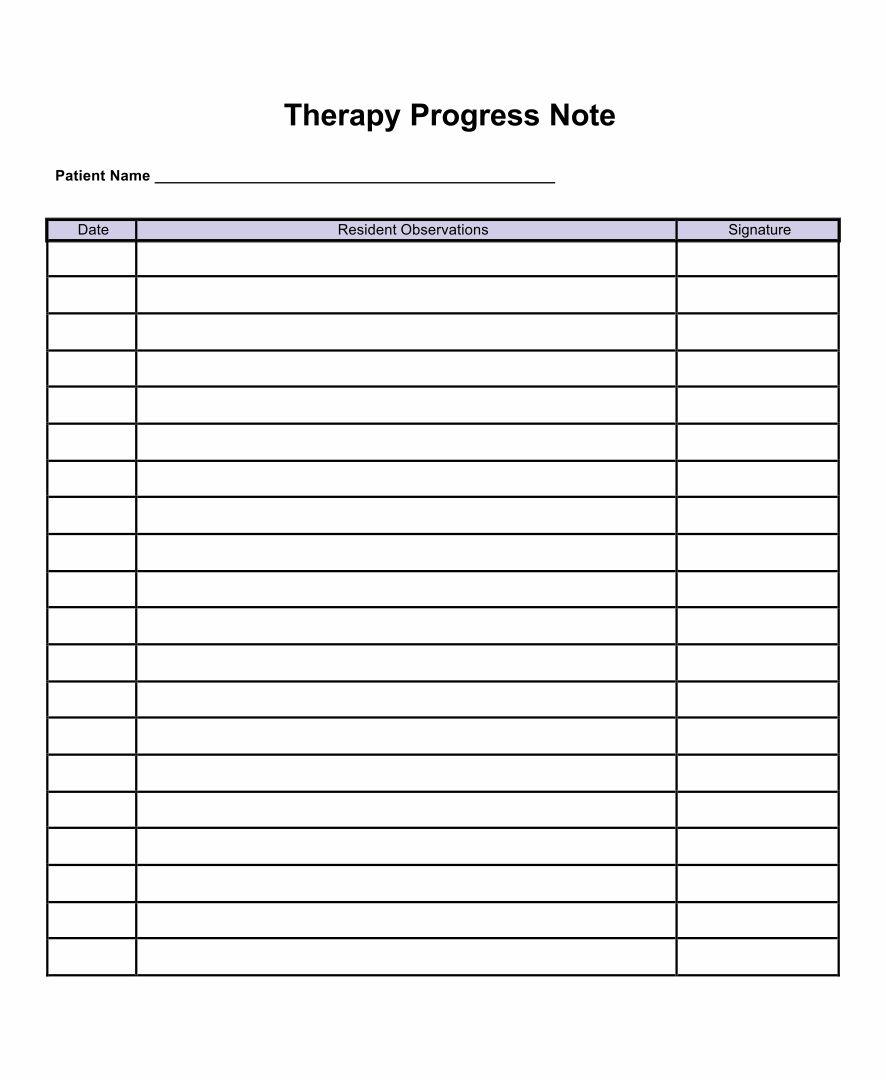 Printable Progress Note Form