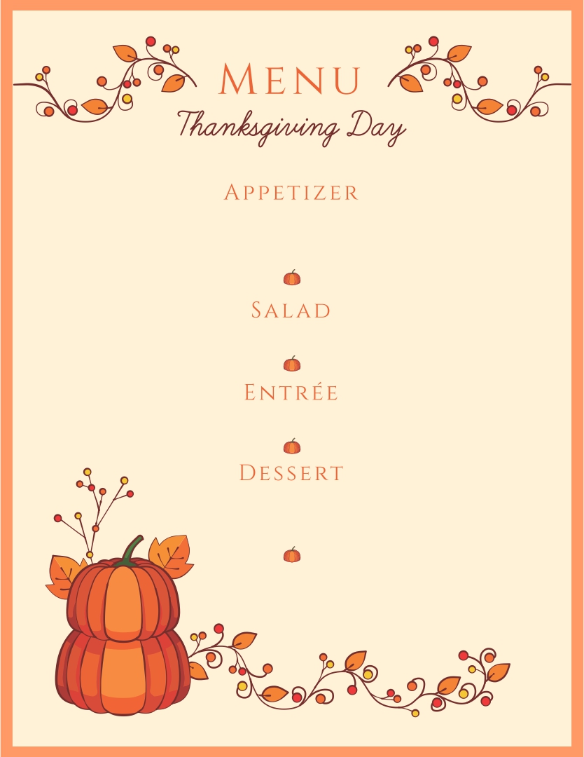 Printable Thanksgiving Menu Template