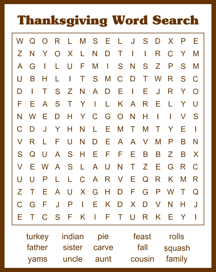 Printable Thanksgiving Word Searches