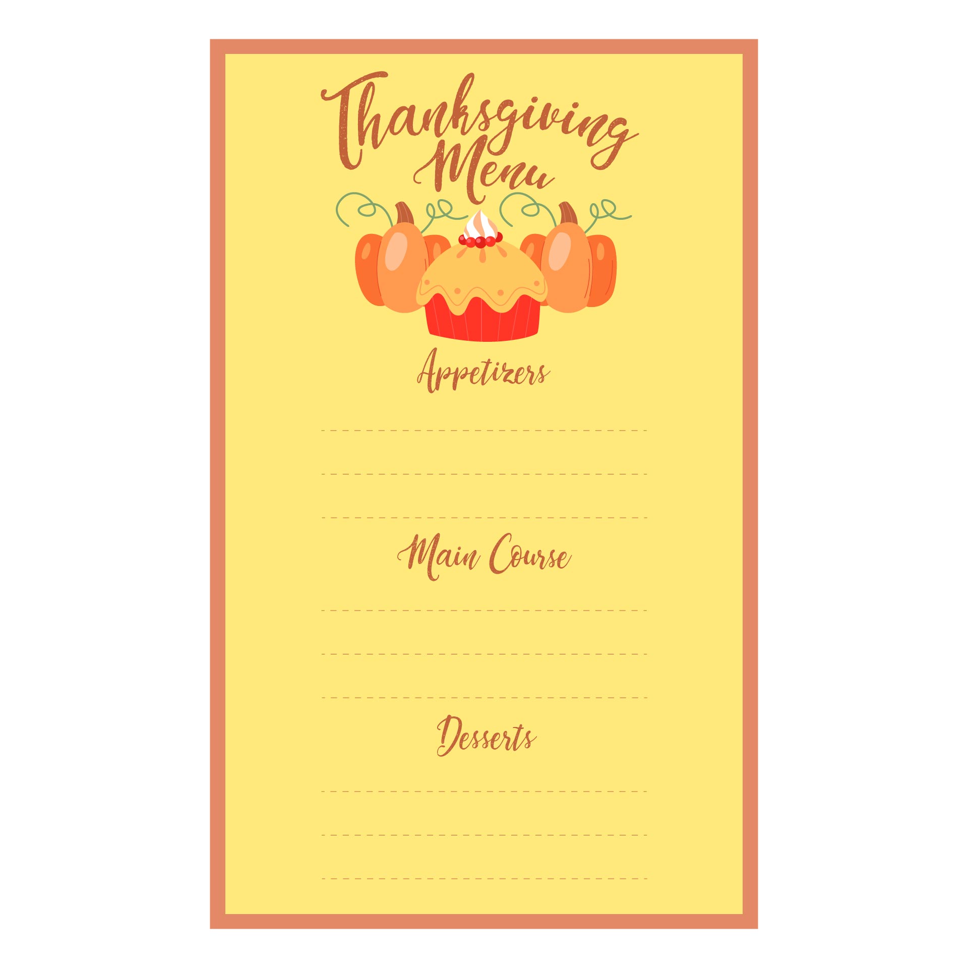 Thanksgiving Menu Templates Free