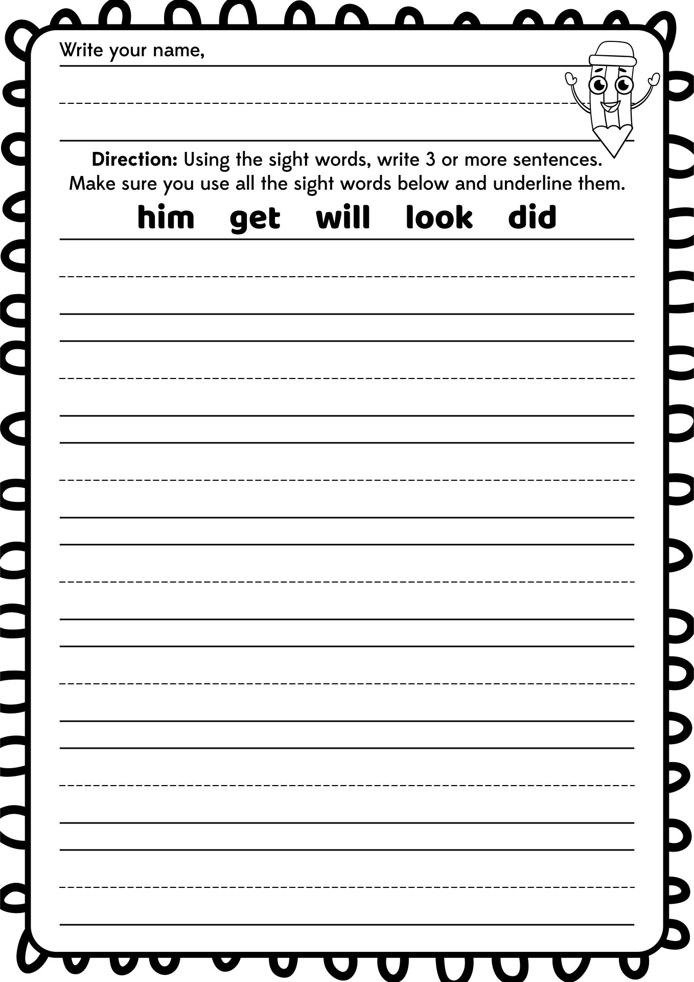 1st Grade Handwriting Printables