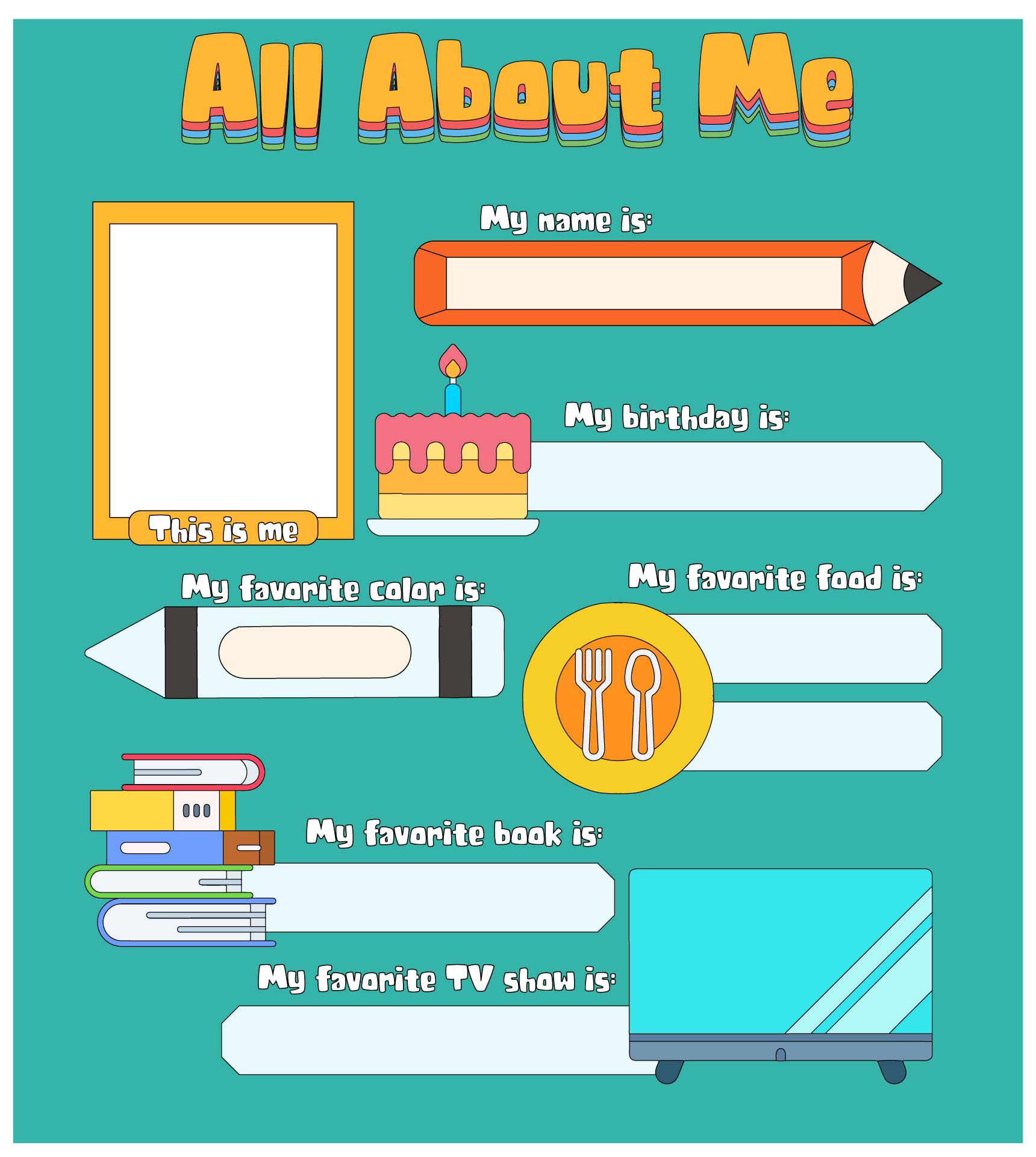 All About Me Ice Breaker Worksheet